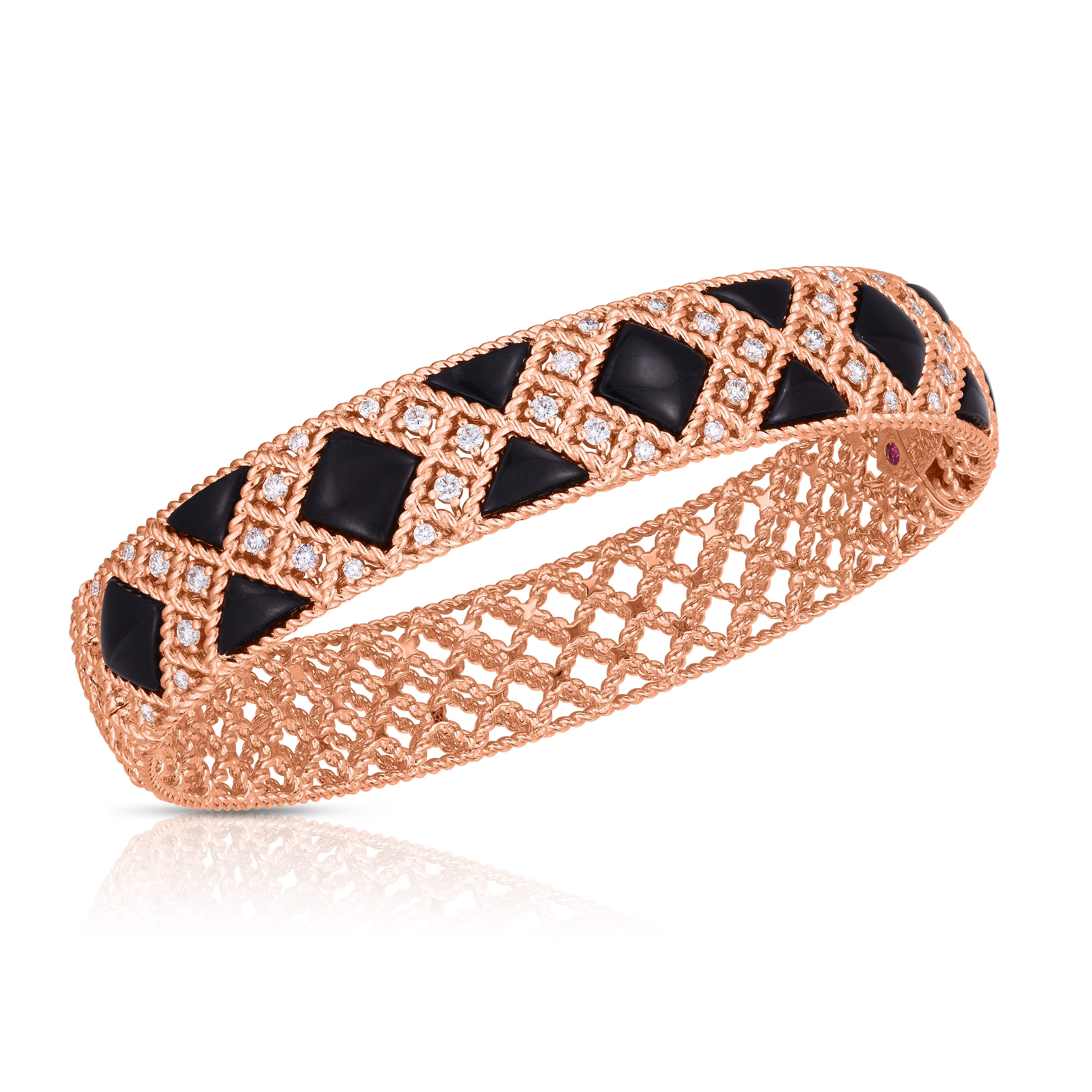18k Rose Gold Palazzo Ducale Diamond & Black Jade Bangle