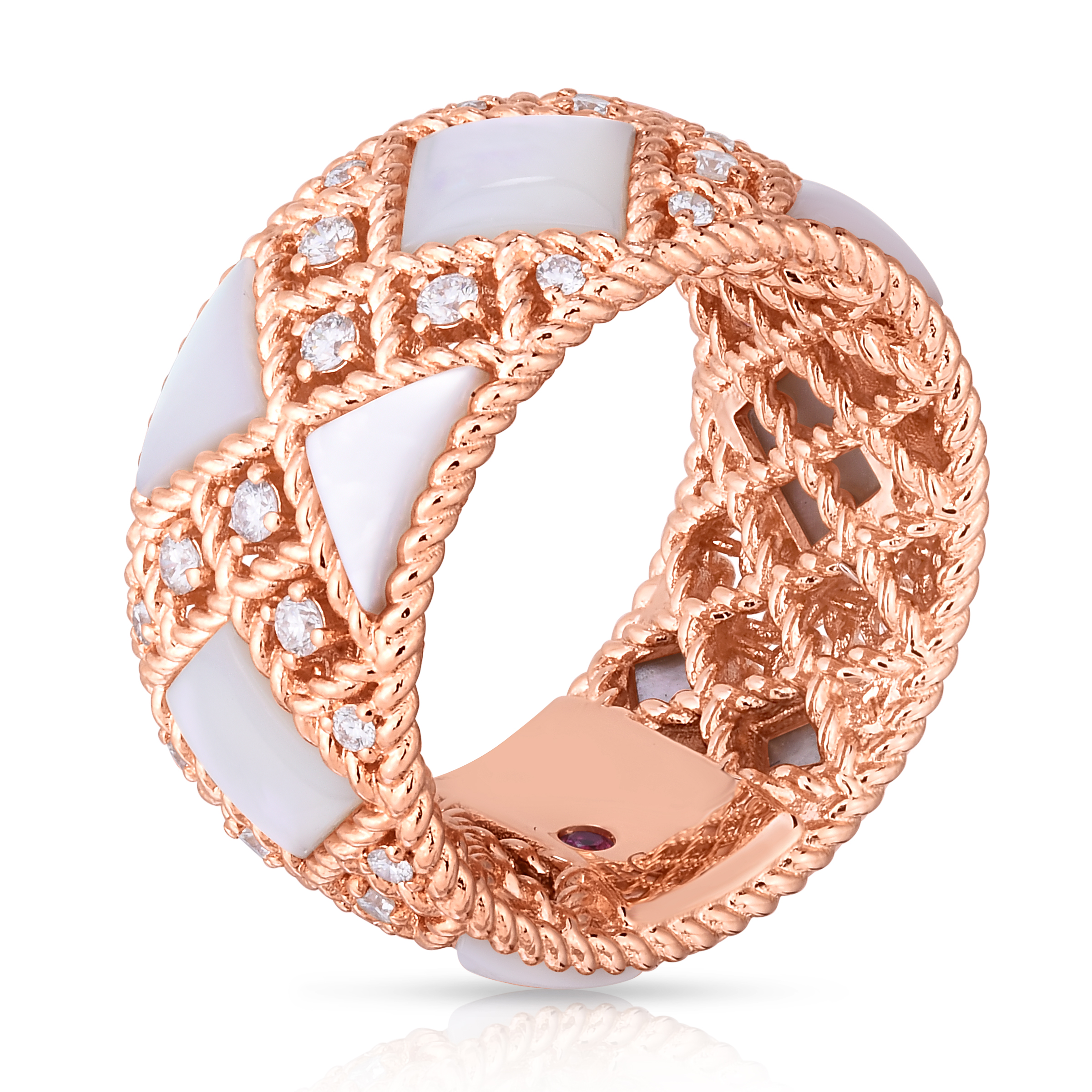 18k Rose Gold Palazzo Ducale Diamond & Mother Of Pearl Ring