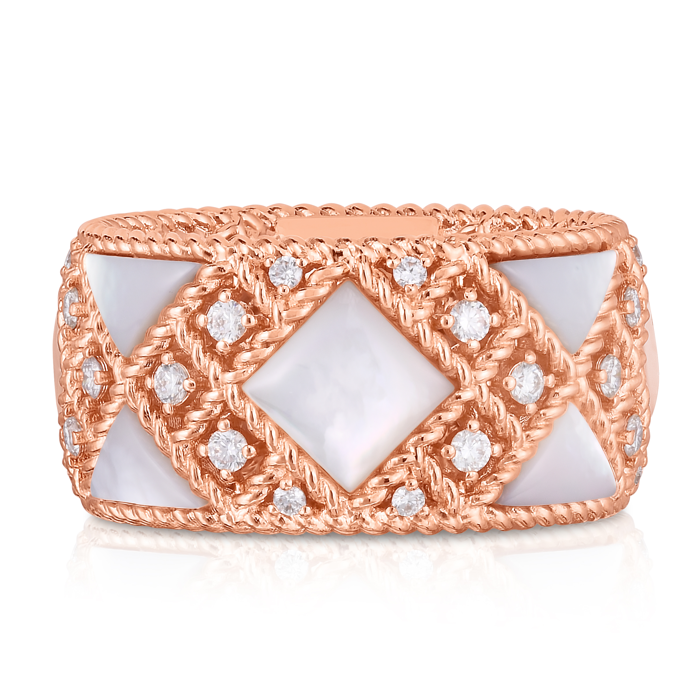 18k Rose Gold Palazzo Ducale Diamond & Mother Of Pearl Ring