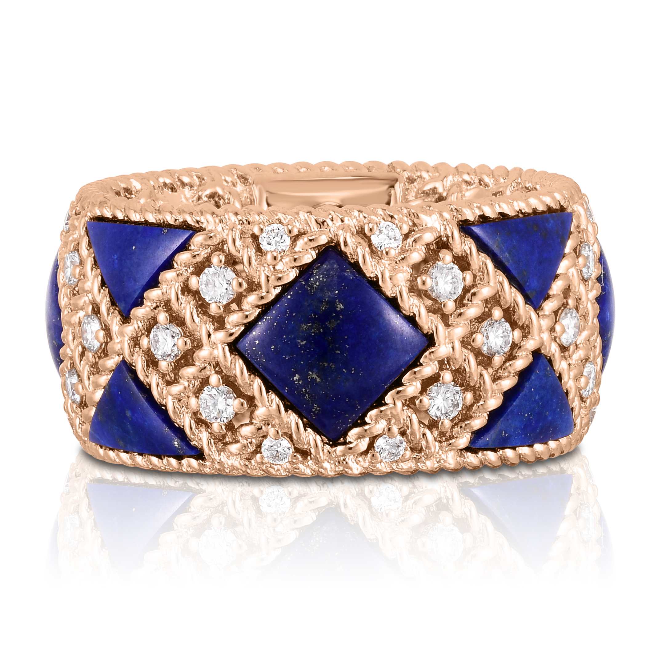 18k Rose Gold Palazzo Ducale Narrow Diamond & Lapis Ring