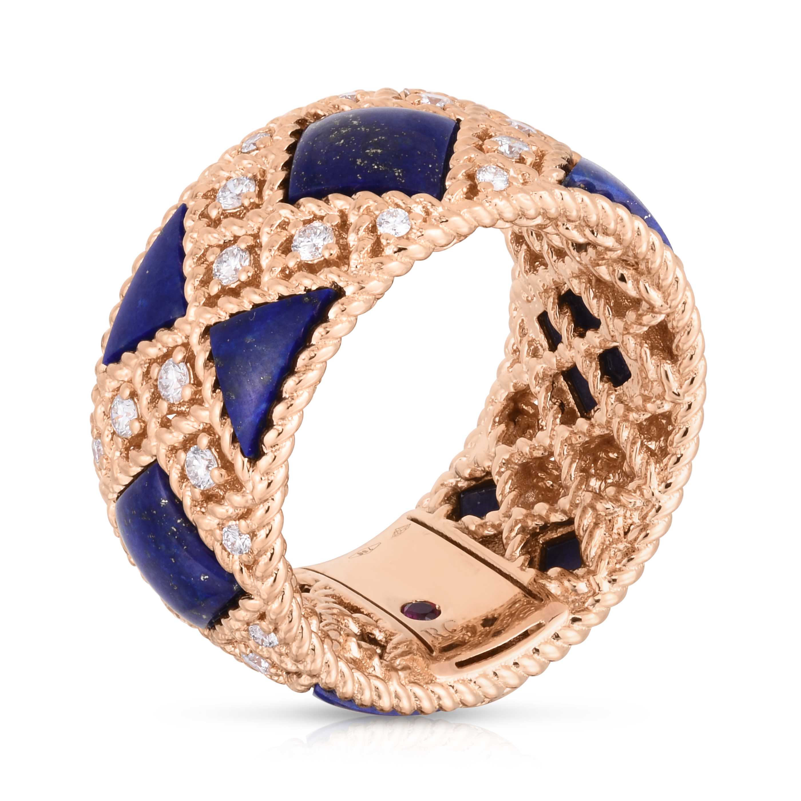 18k Rose Gold Palazzo Ducale Narrow Diamond & Lapis Ring