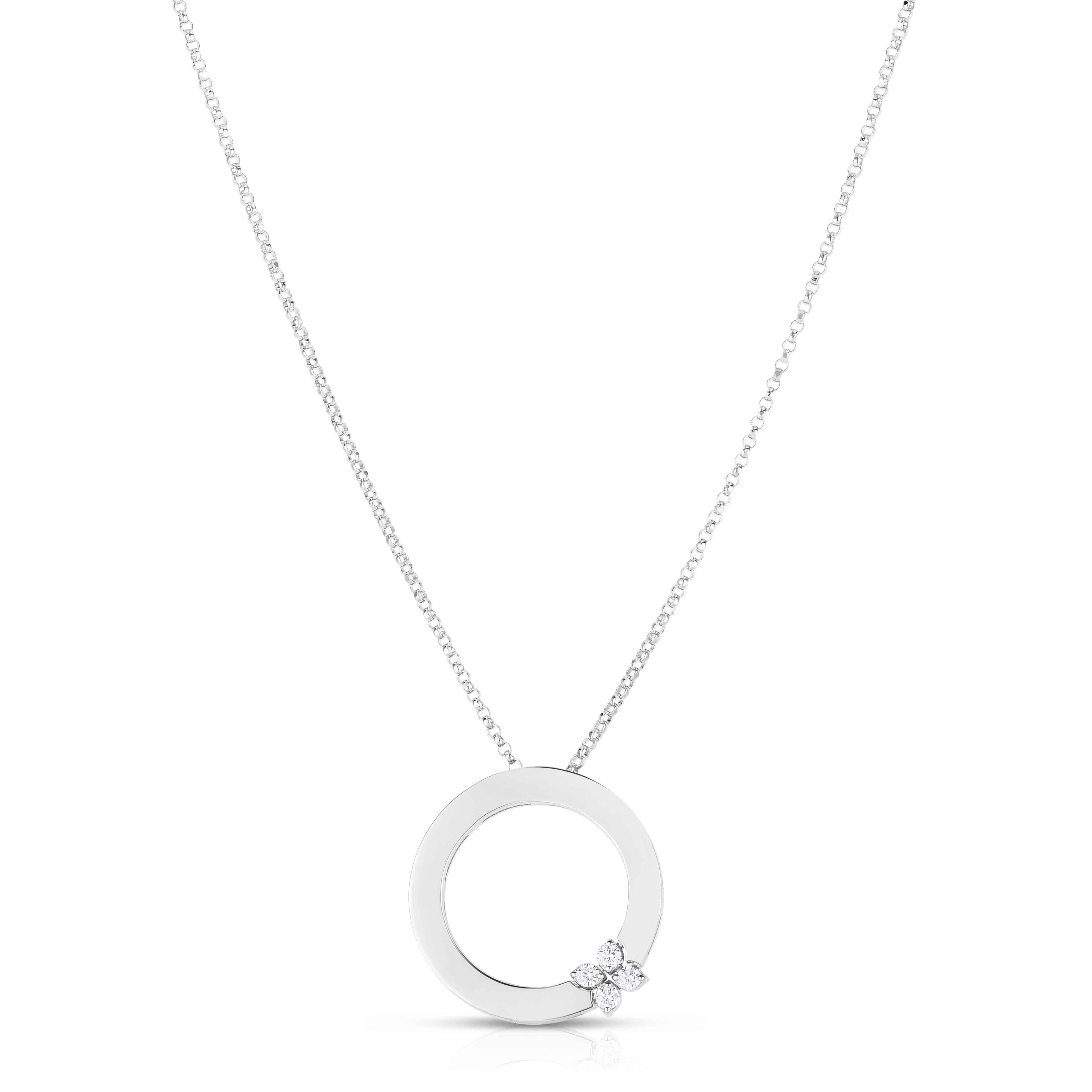 18k White Gold Love In Verona Circle Of Life Diamond Flower Necklace