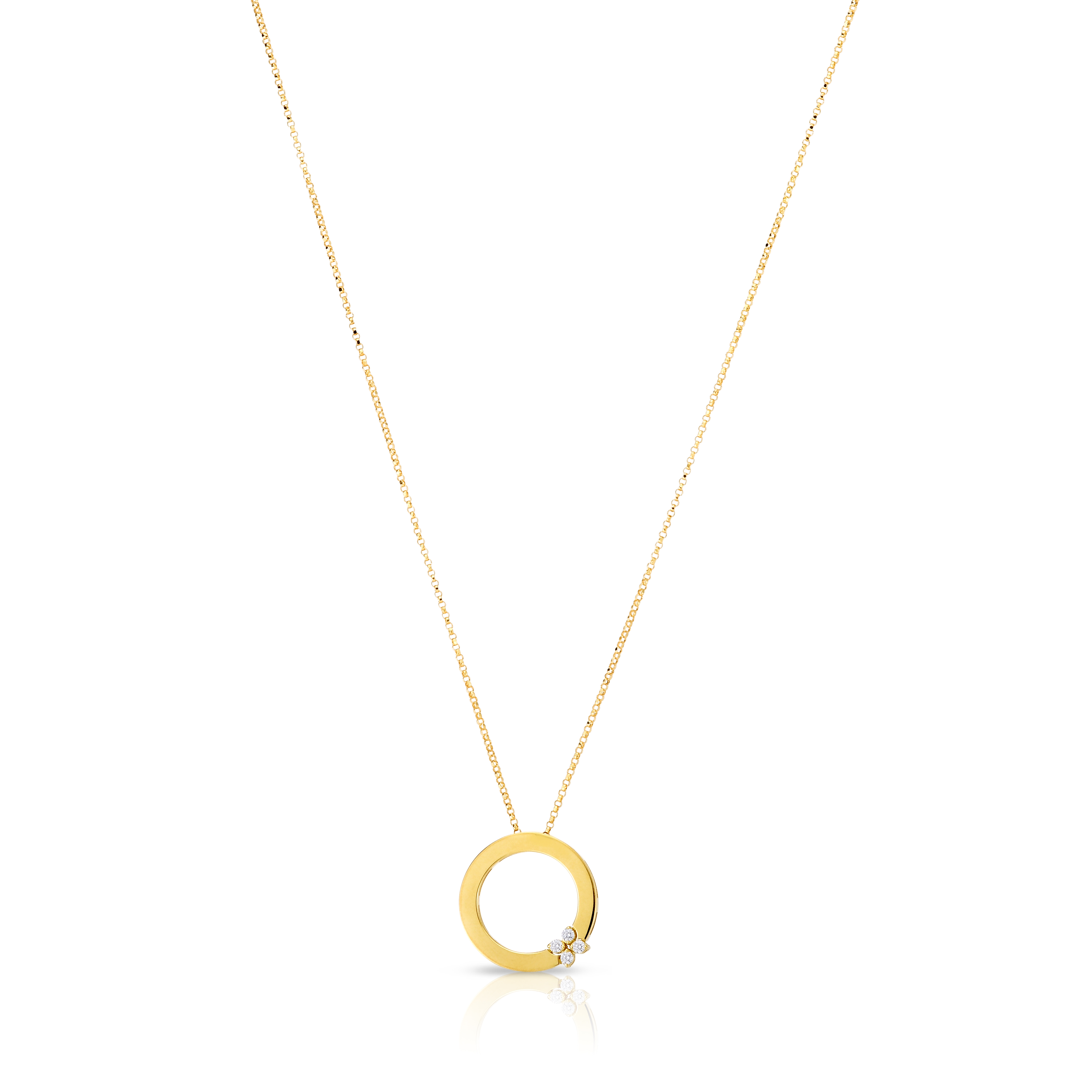 18k Yellow Gold Love In Verona Circle Of Life Diamond Flower Necklace