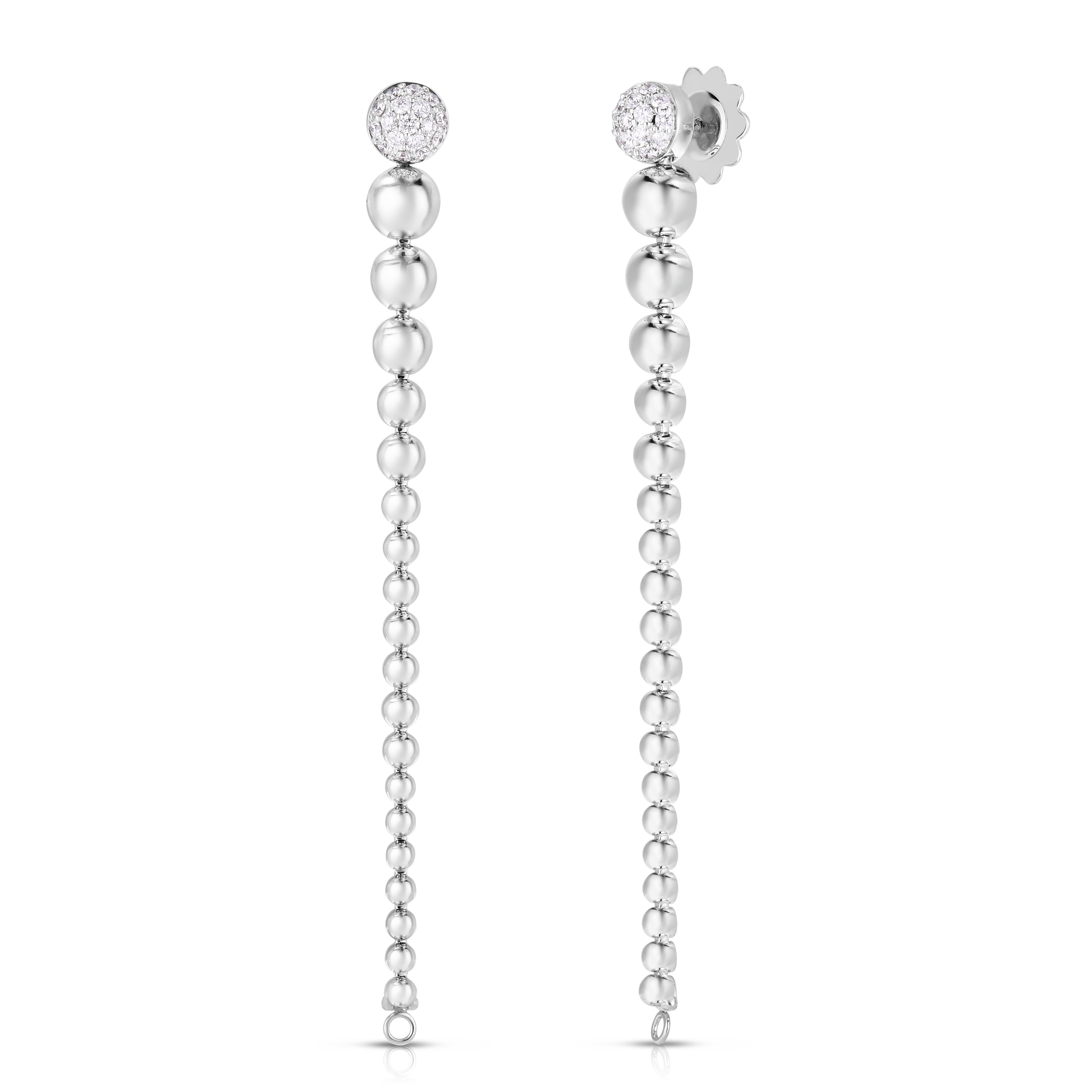 18k White Gold Tassel Convertible Diamond Earrings