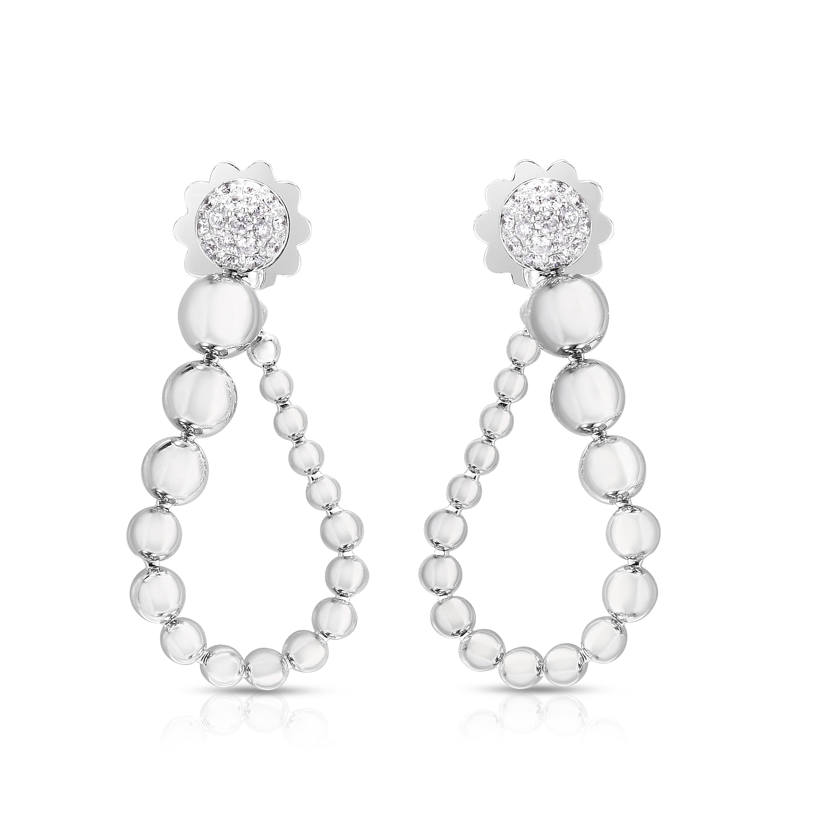 18k White Gold Tassel Convertible Diamond Earrings