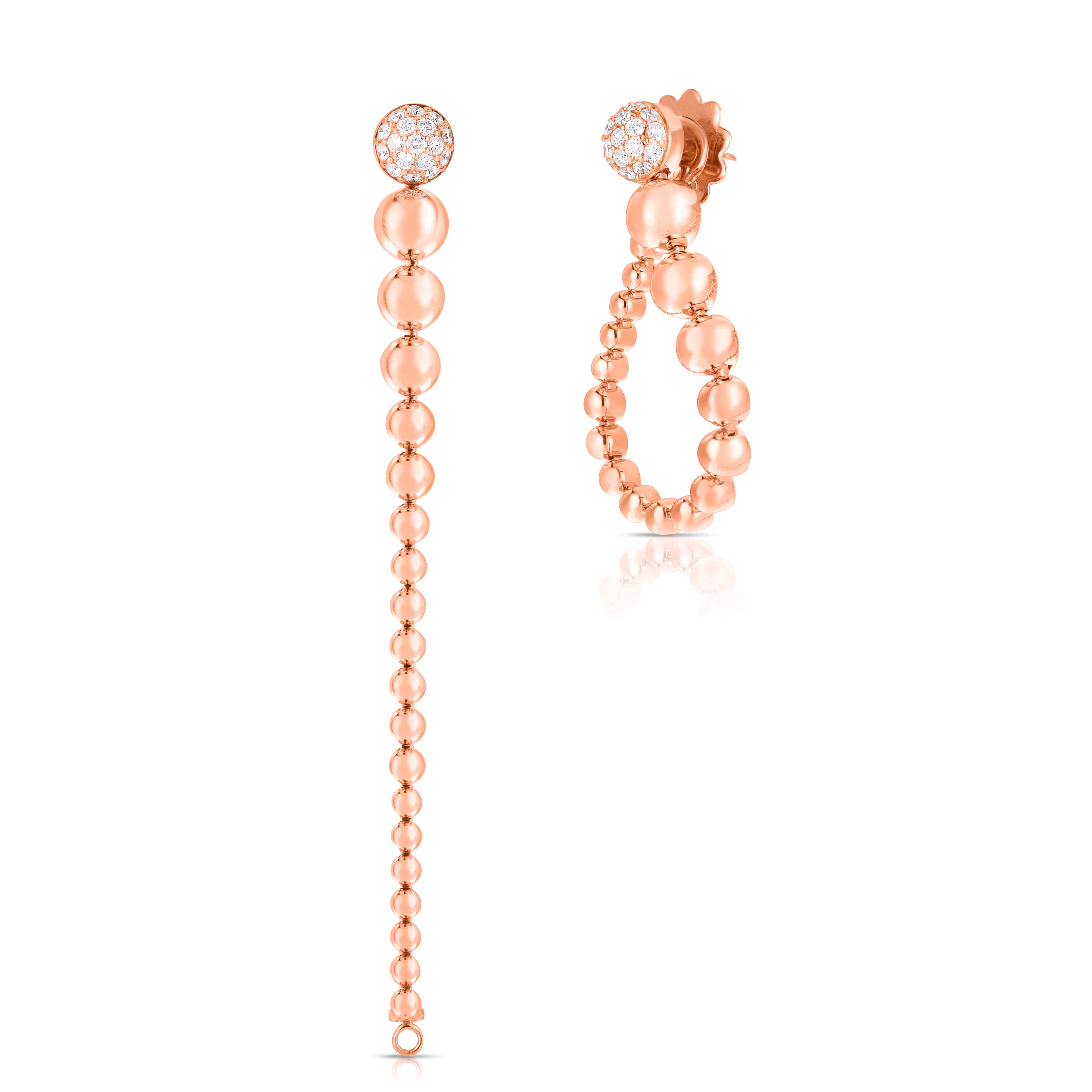18k Rose Gold Tassel Convertible Diamond Earrings