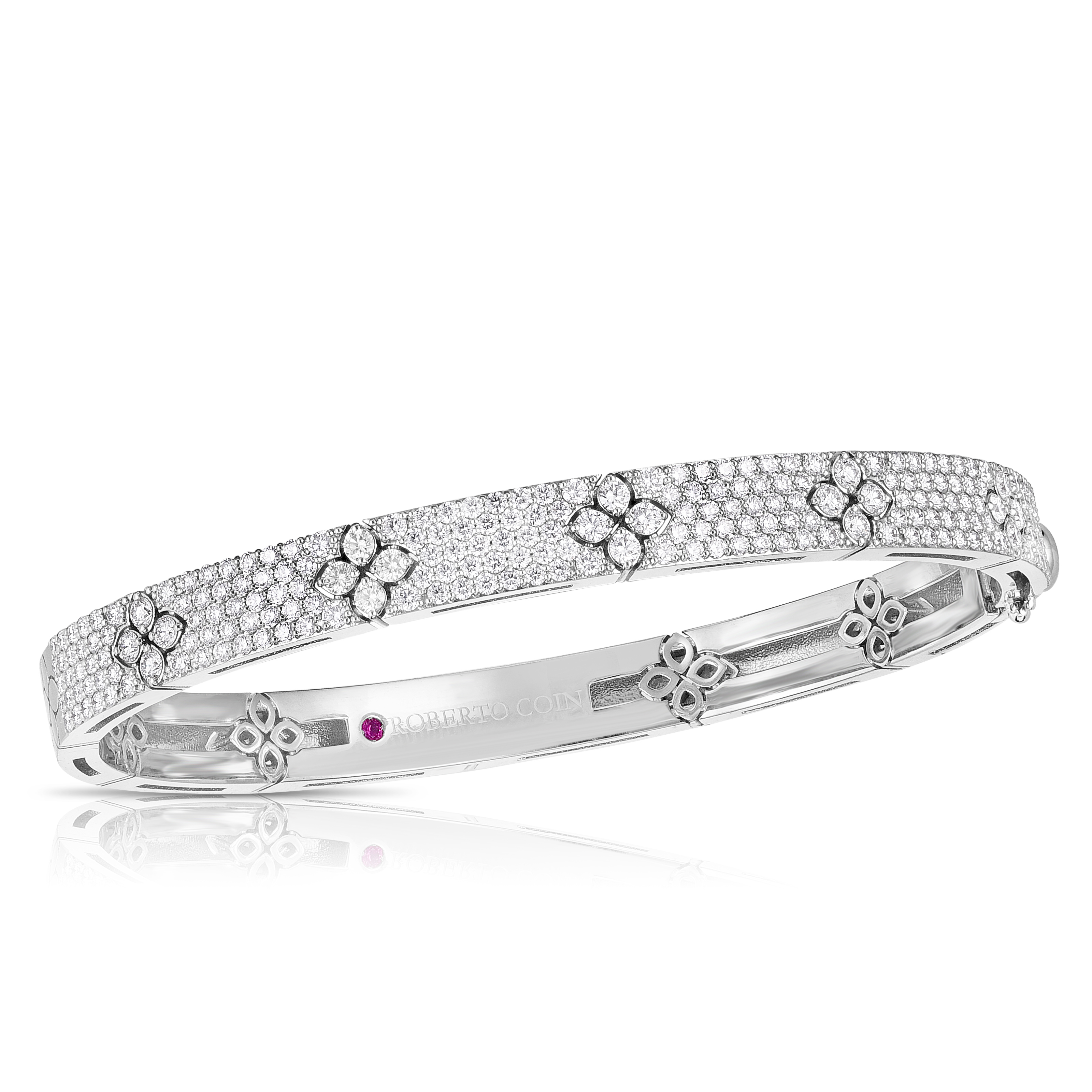 18k White Gold Love In Verona Pave Diamond Bangle