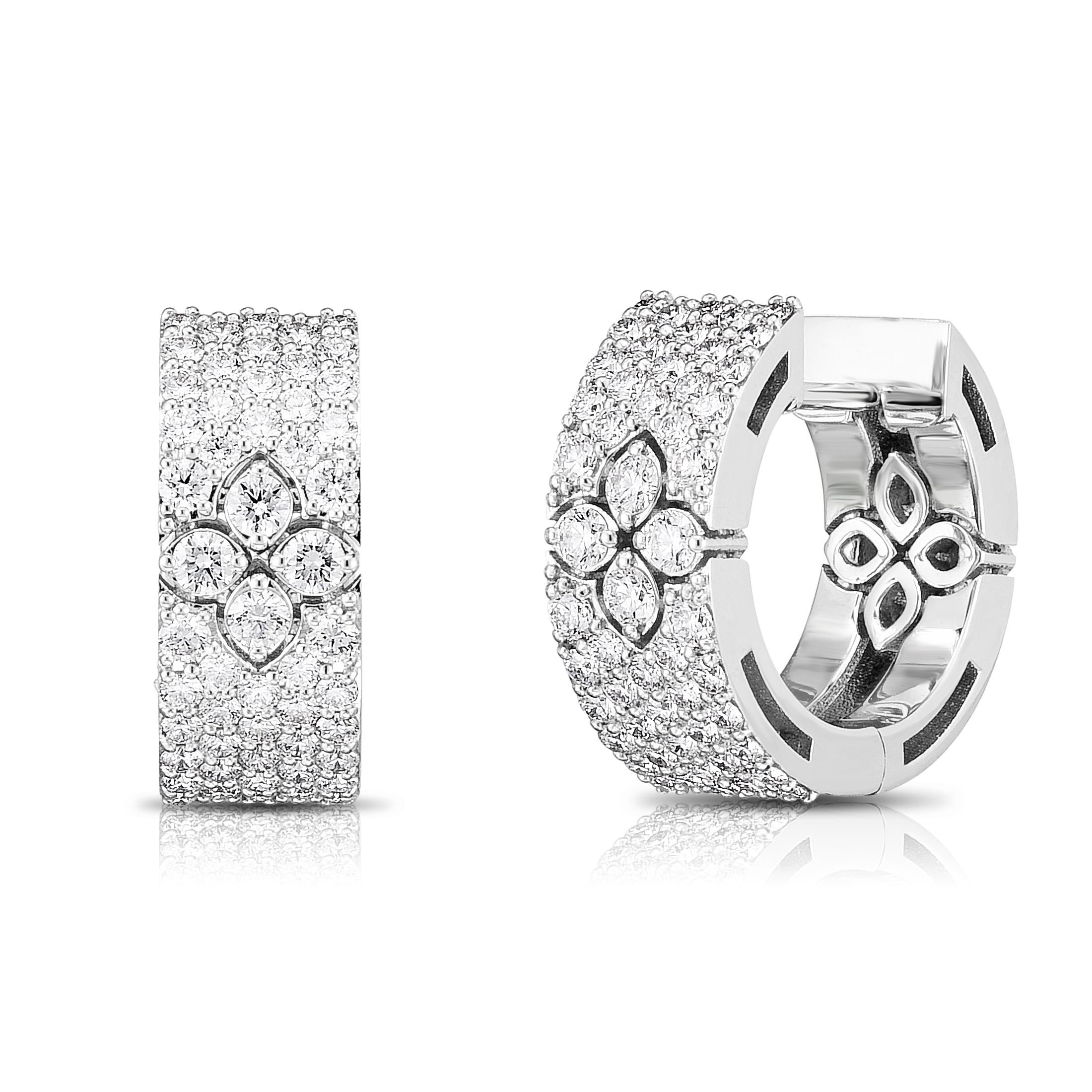 18k White Gold Love In Verona Small Pave Diamond Hoop Earrings