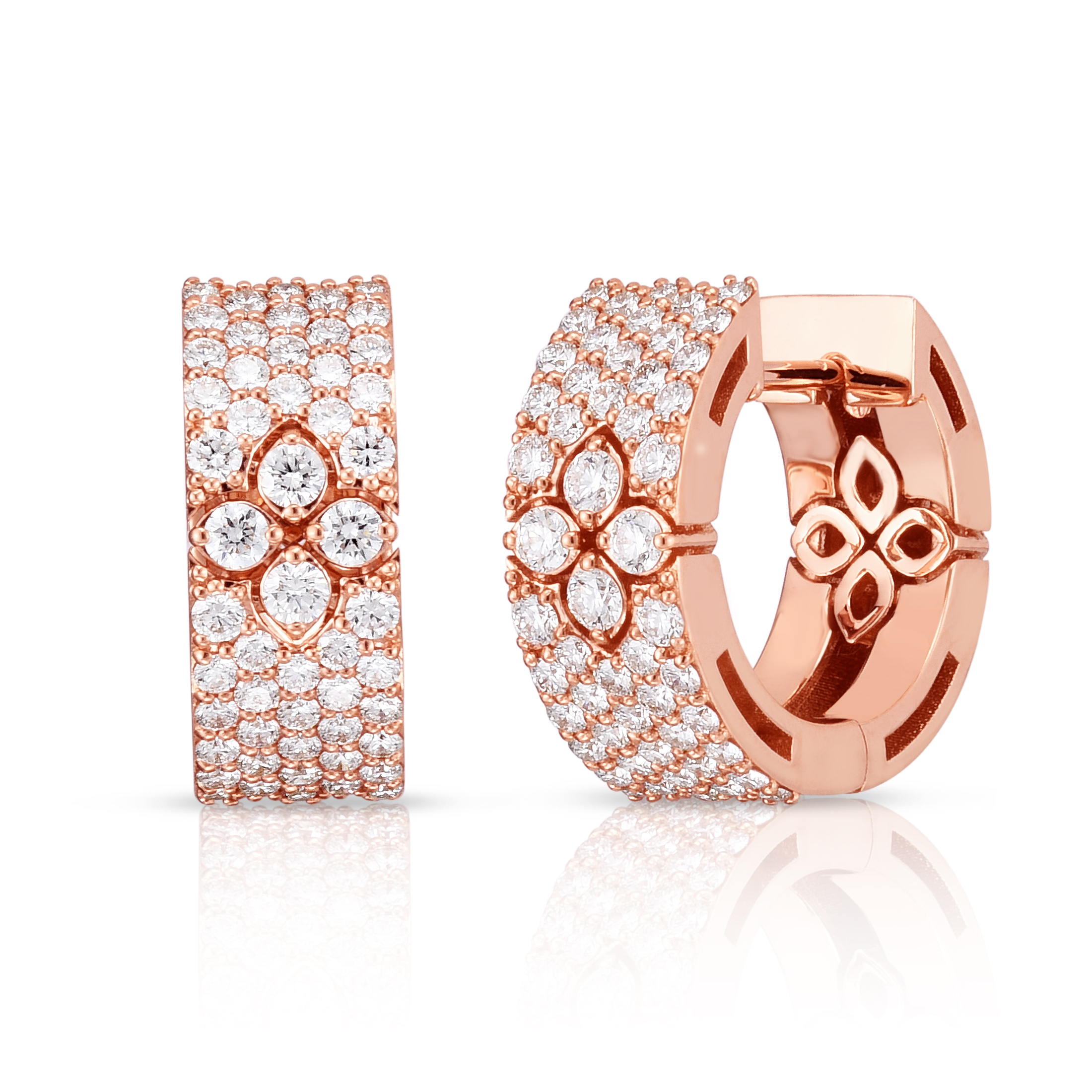 18k Rose Gold Love In Verona Small Pave Diamond Hoop Earrings