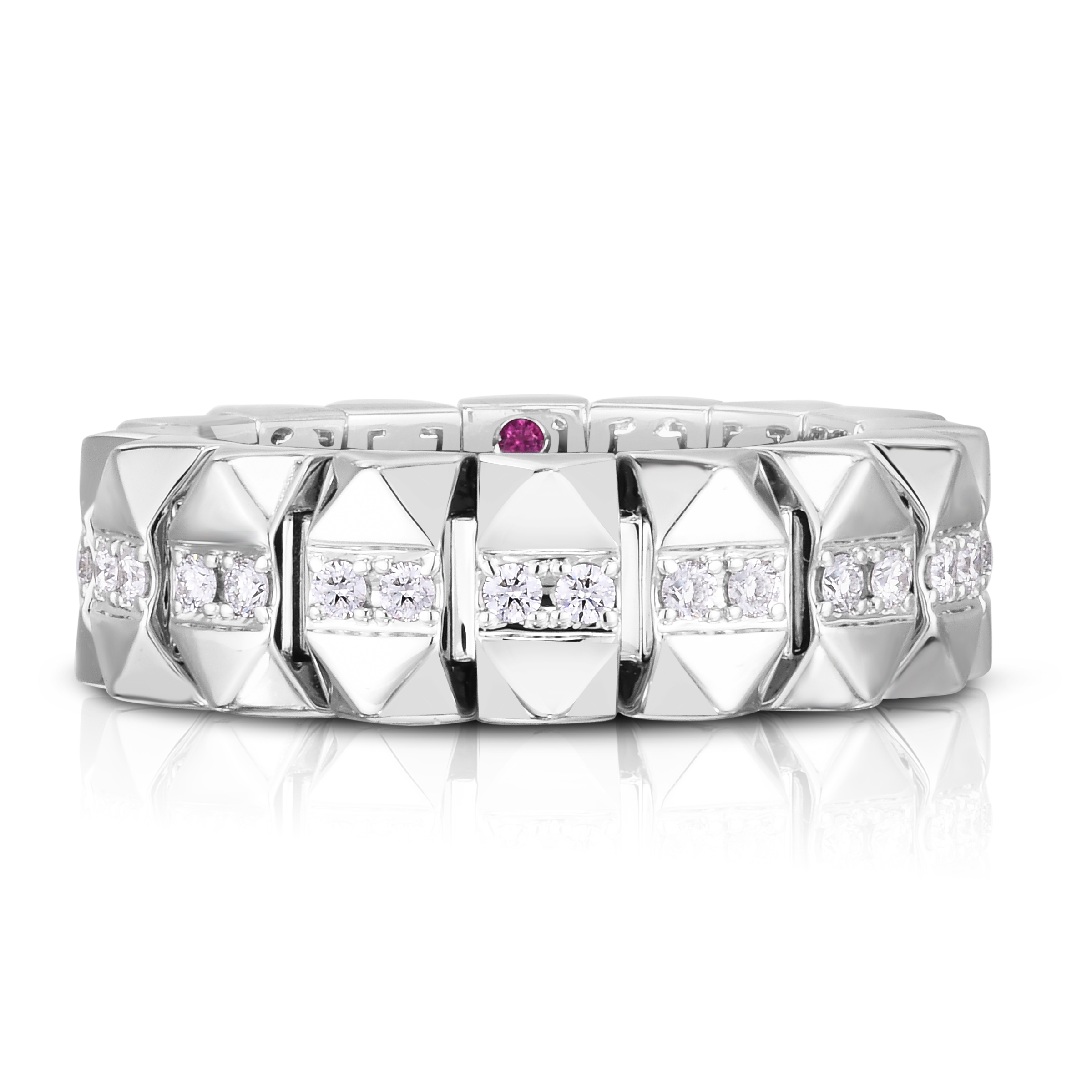 18k White Gold Obelisco Diamond Flexible Ring