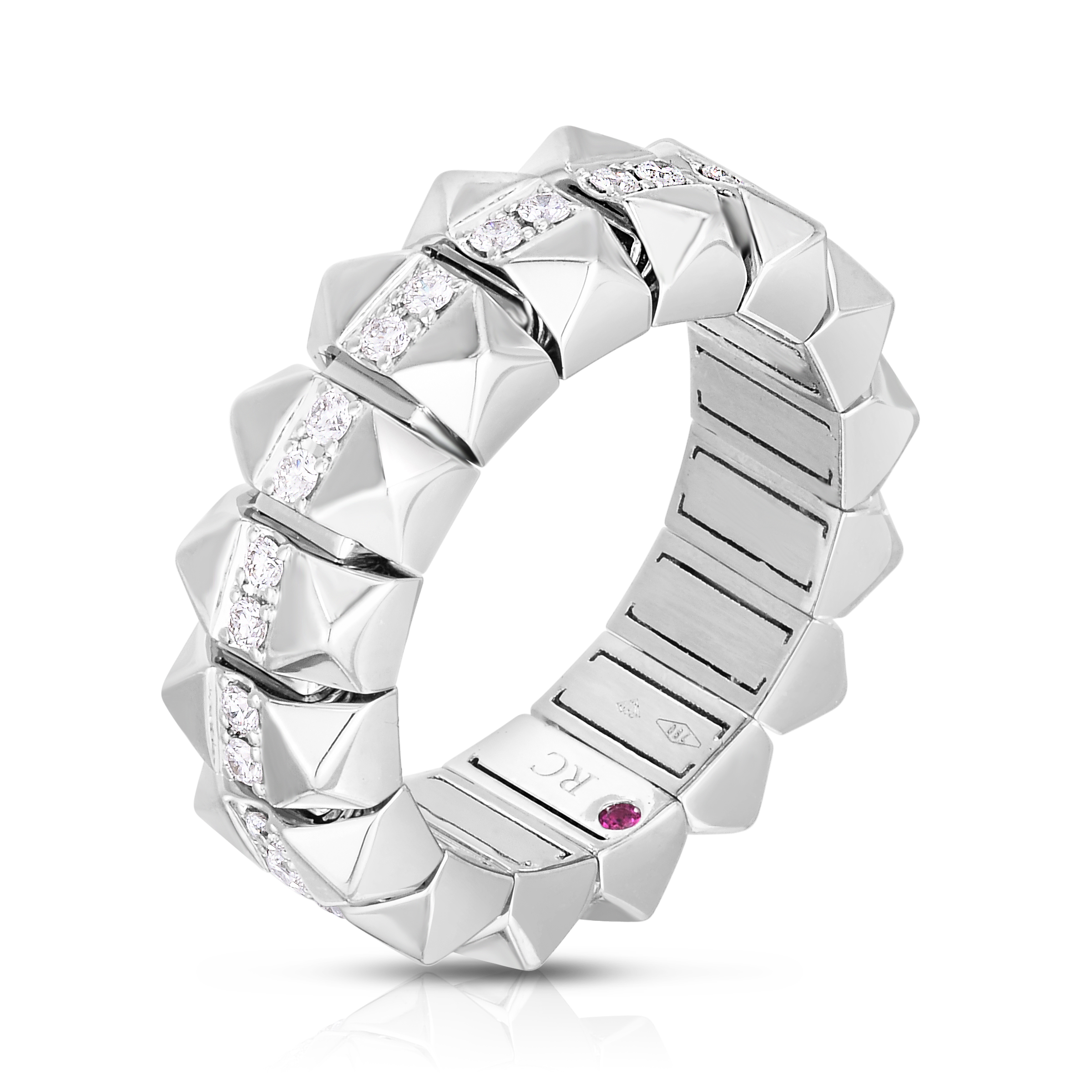 18k White Gold Obelisco Diamond Flexible Ring
