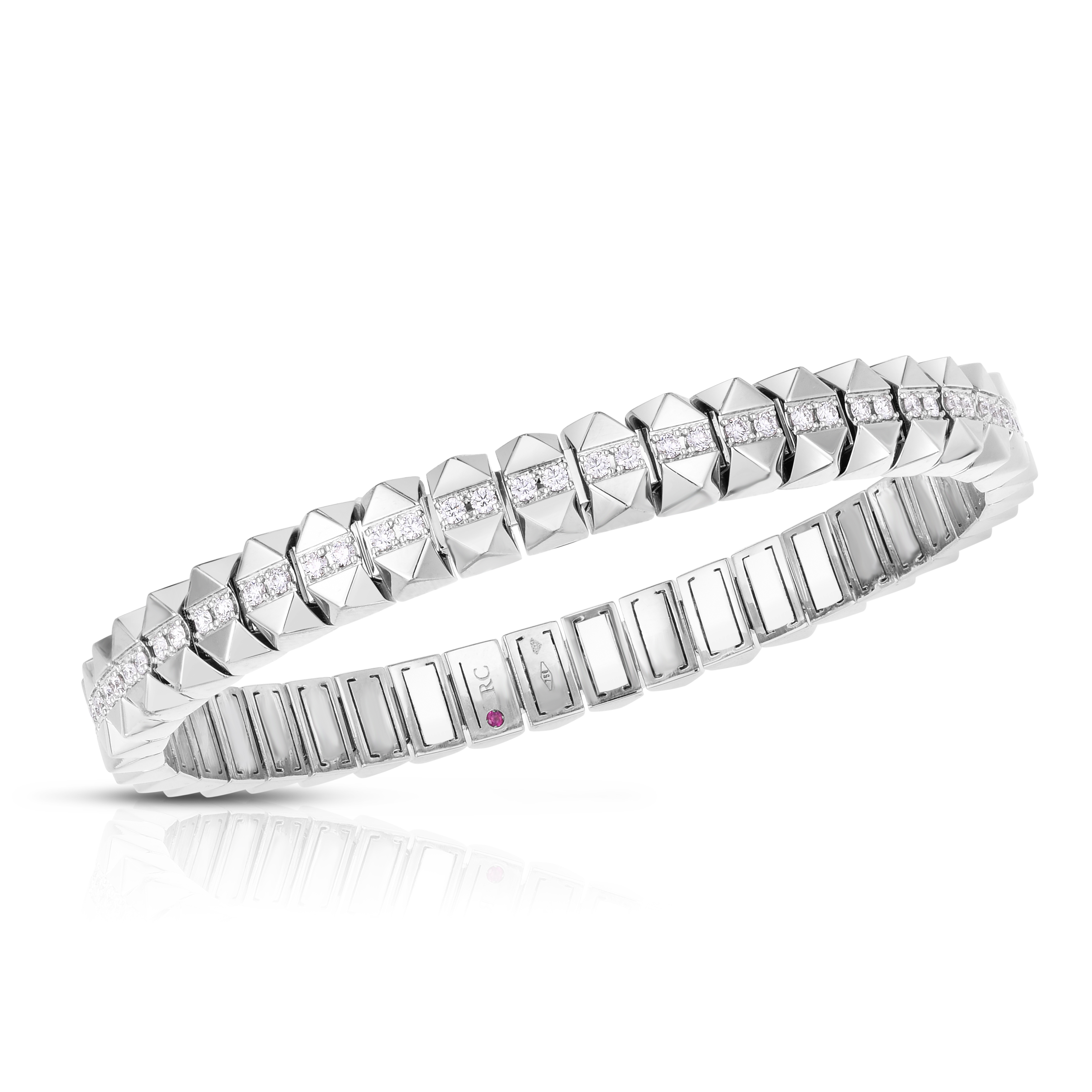 18k White Gold Obelisco Diamond Flexible Bangle