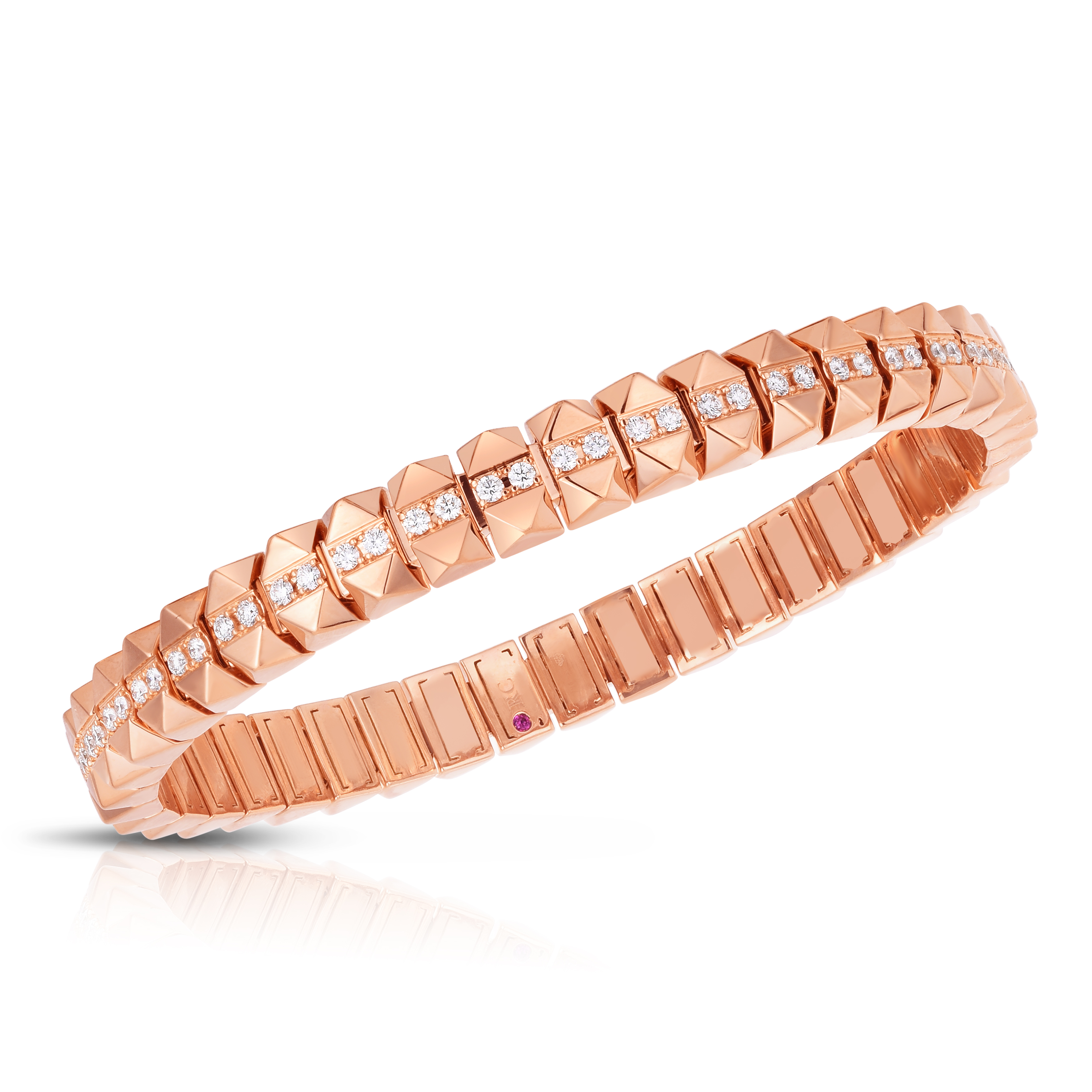 18k Rose Gold Obelisco Diamond Flexible Bangle