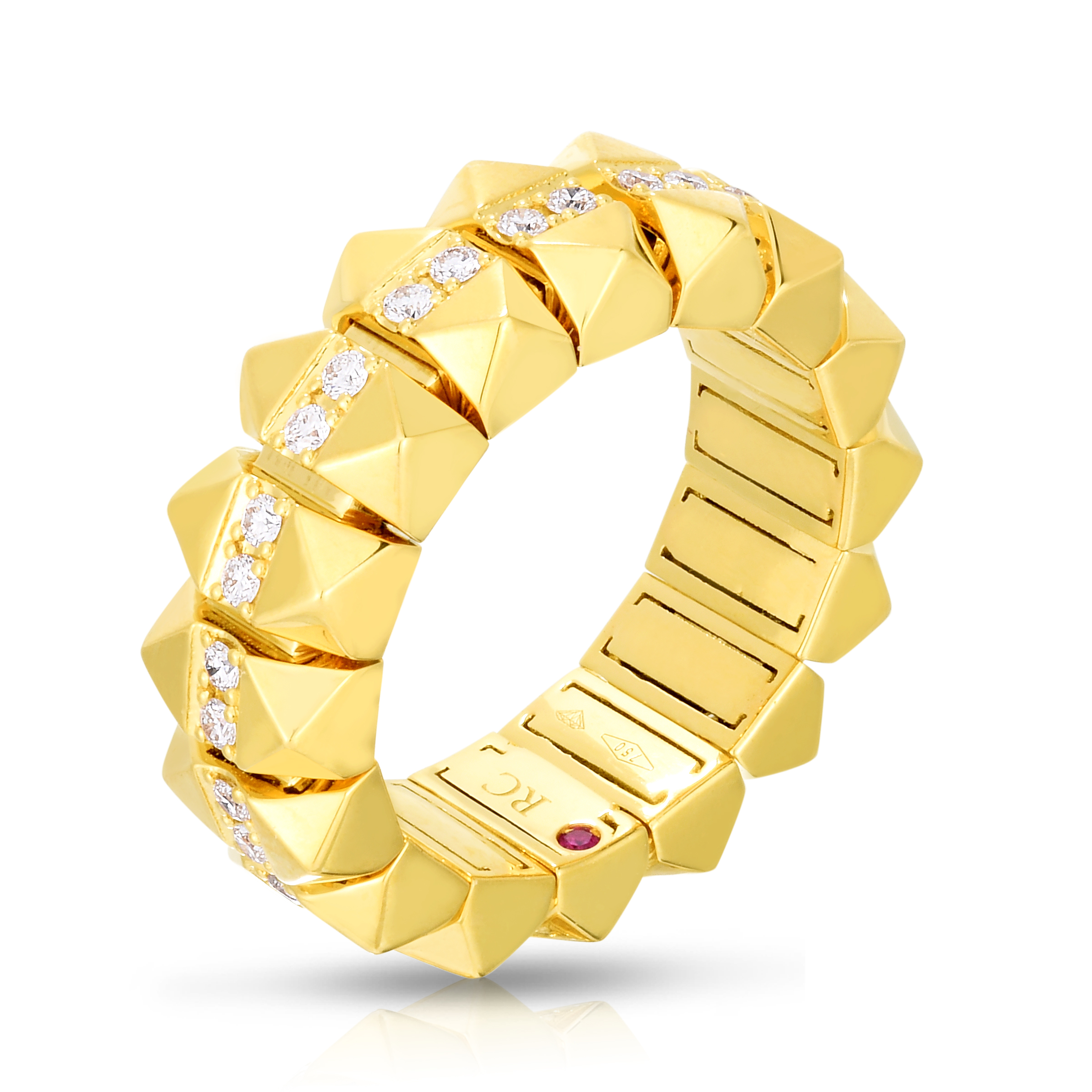 18k Yellow Gold Gold Obelisco Diamond Flexible Ring