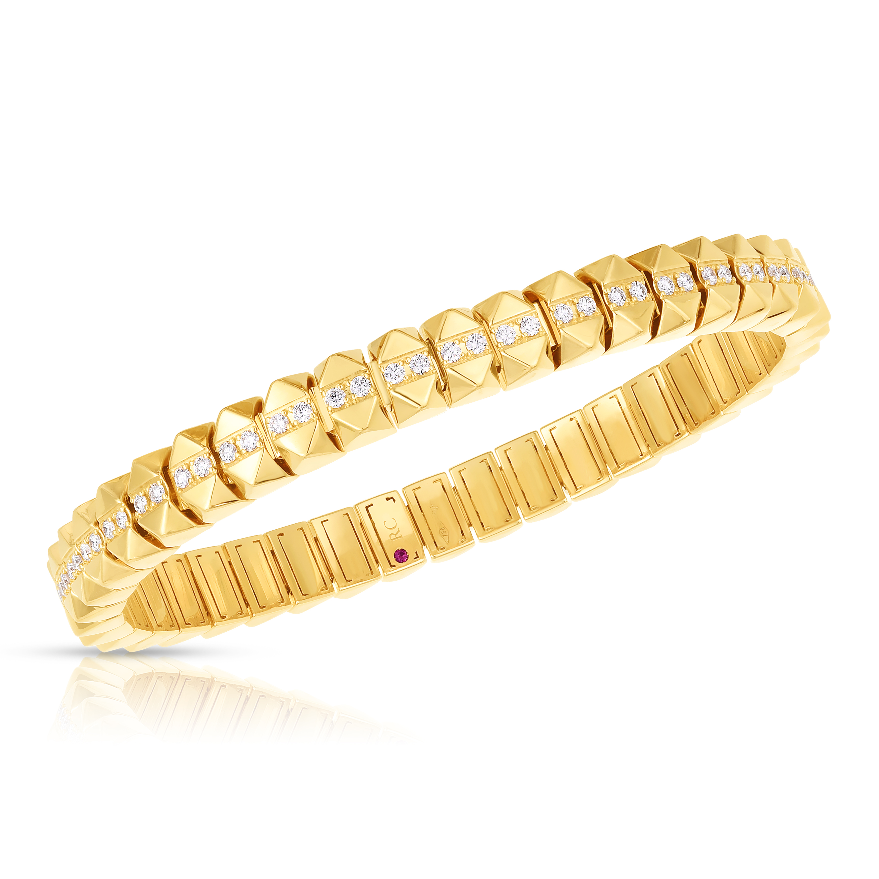 18k Yellow Gold Obelisco Diamond Flexible Bangle
