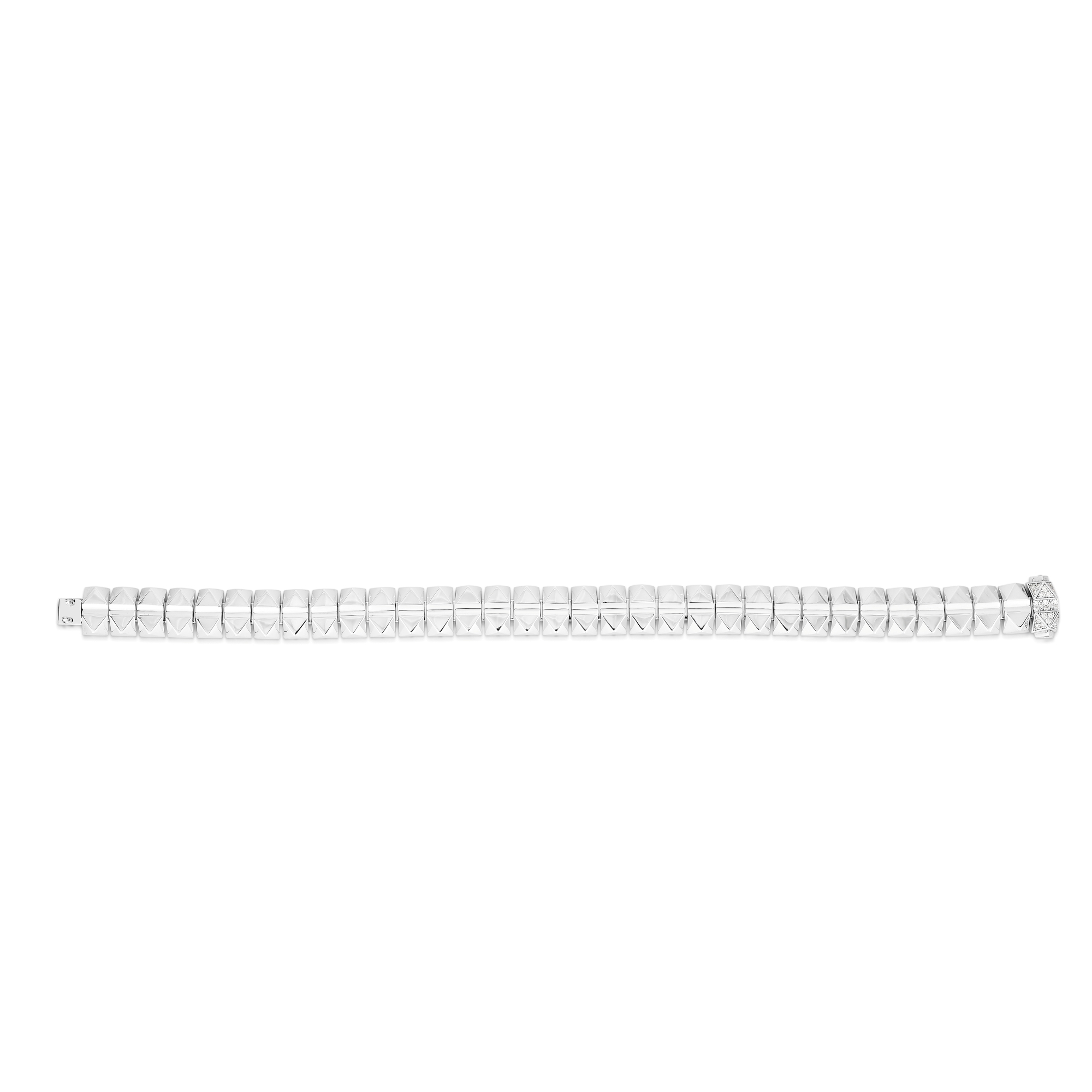 18k White Gold Obelisco Narrow Bracelet With Diamond Accent