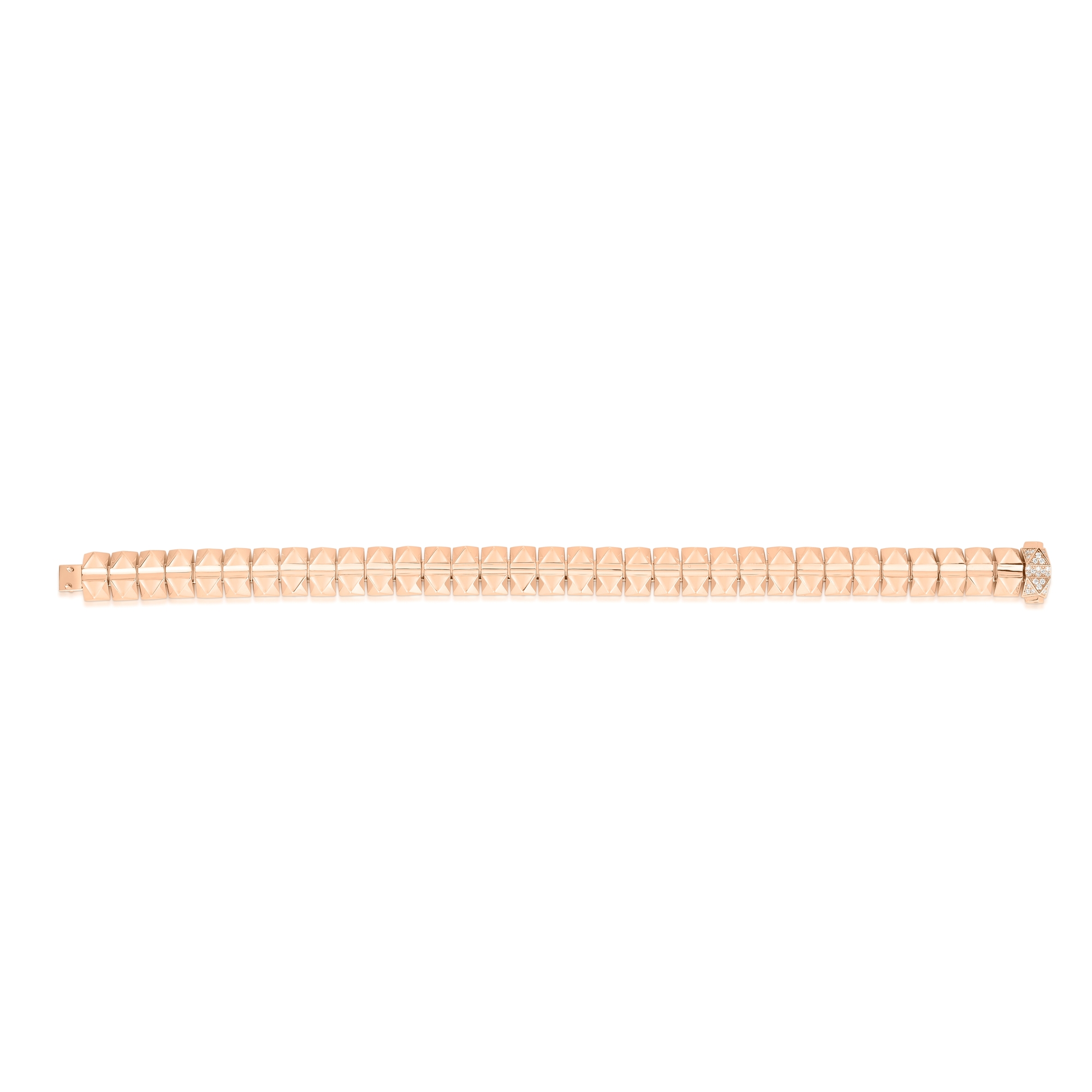 18k Rose Gold Obelisco Narrow Bracelet With Diamond Accent