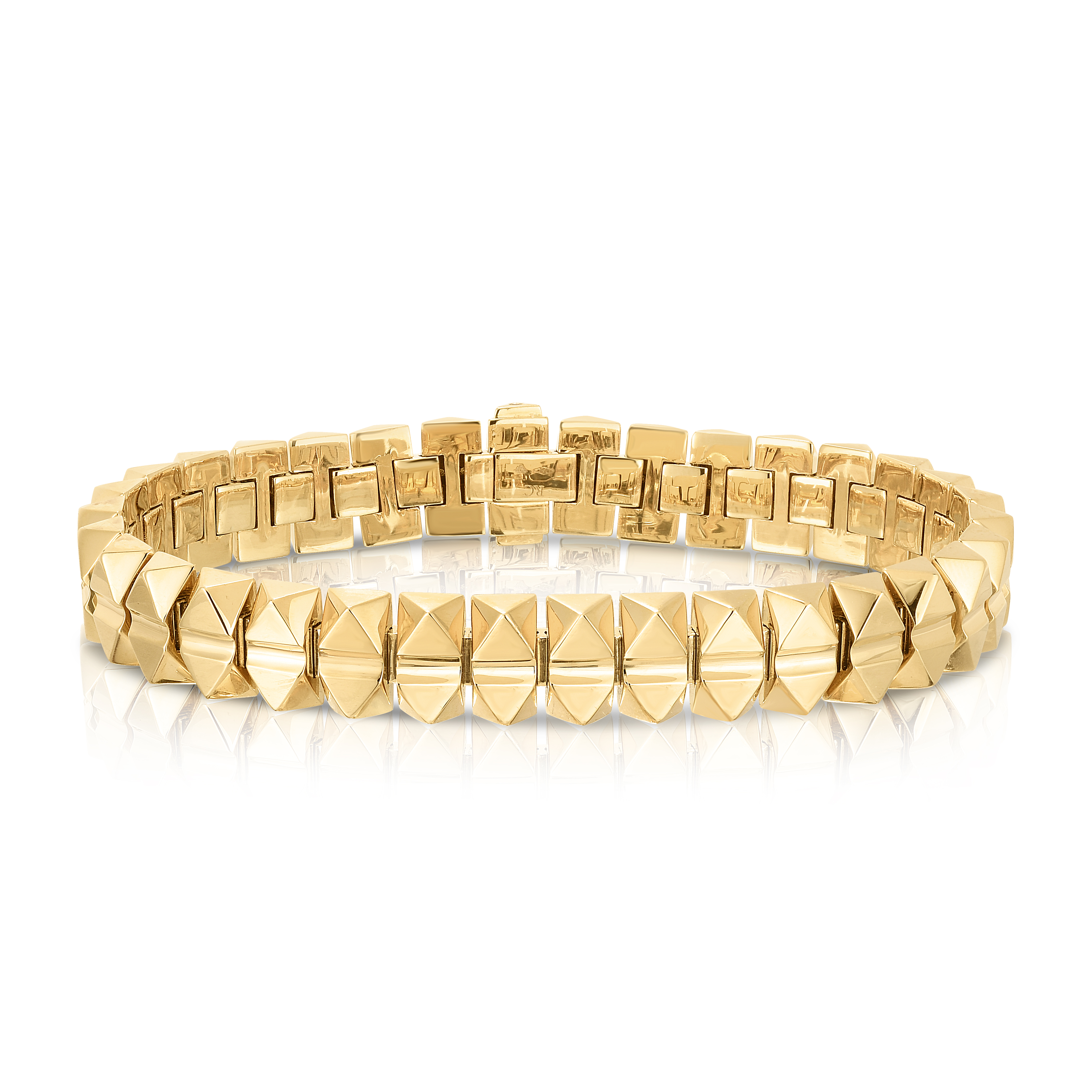 18k Yellow Gold Obelisco Narrow Bracelet With Diamond Accent