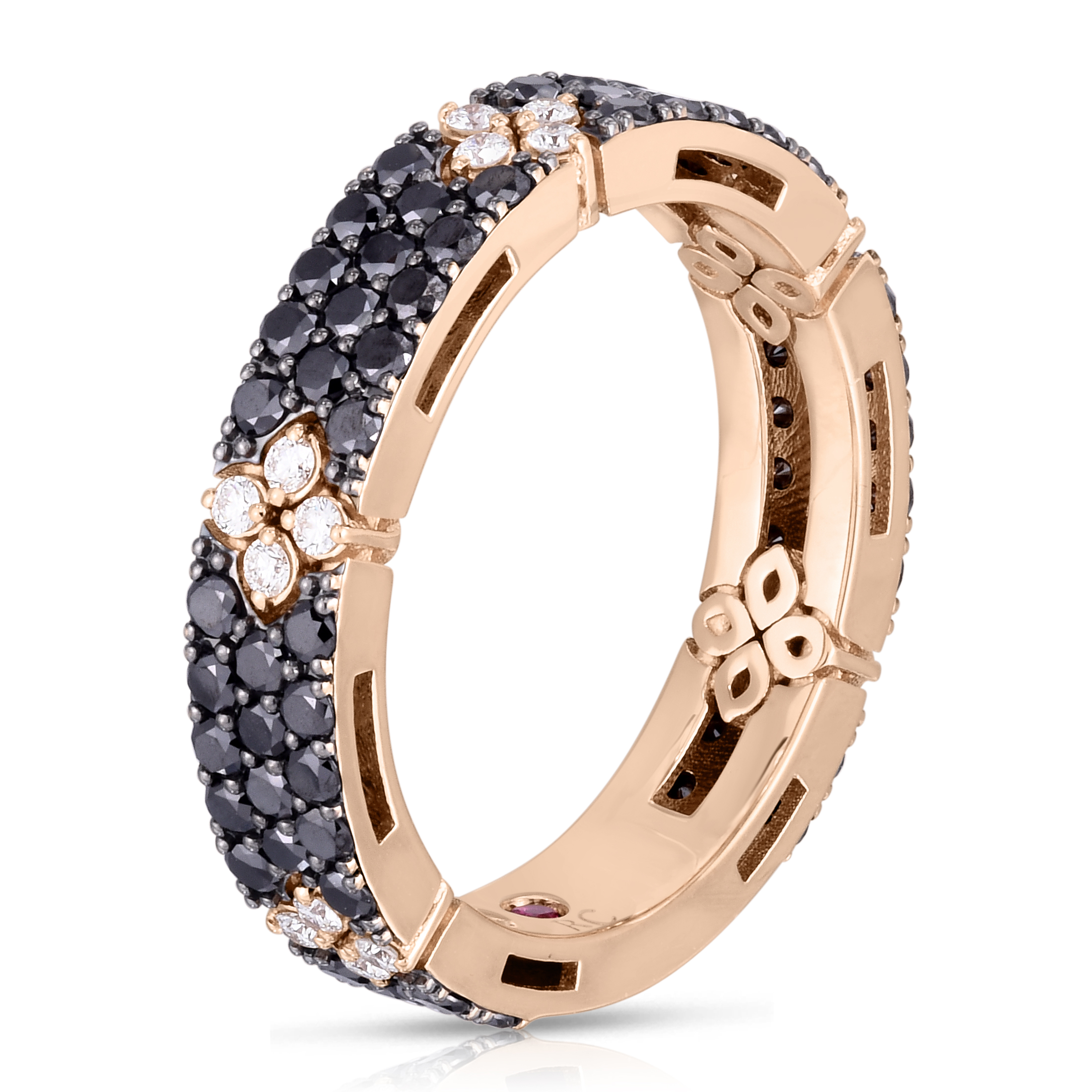 18k Rose Gold Love In Verona Pave Black & White Diamond Ring