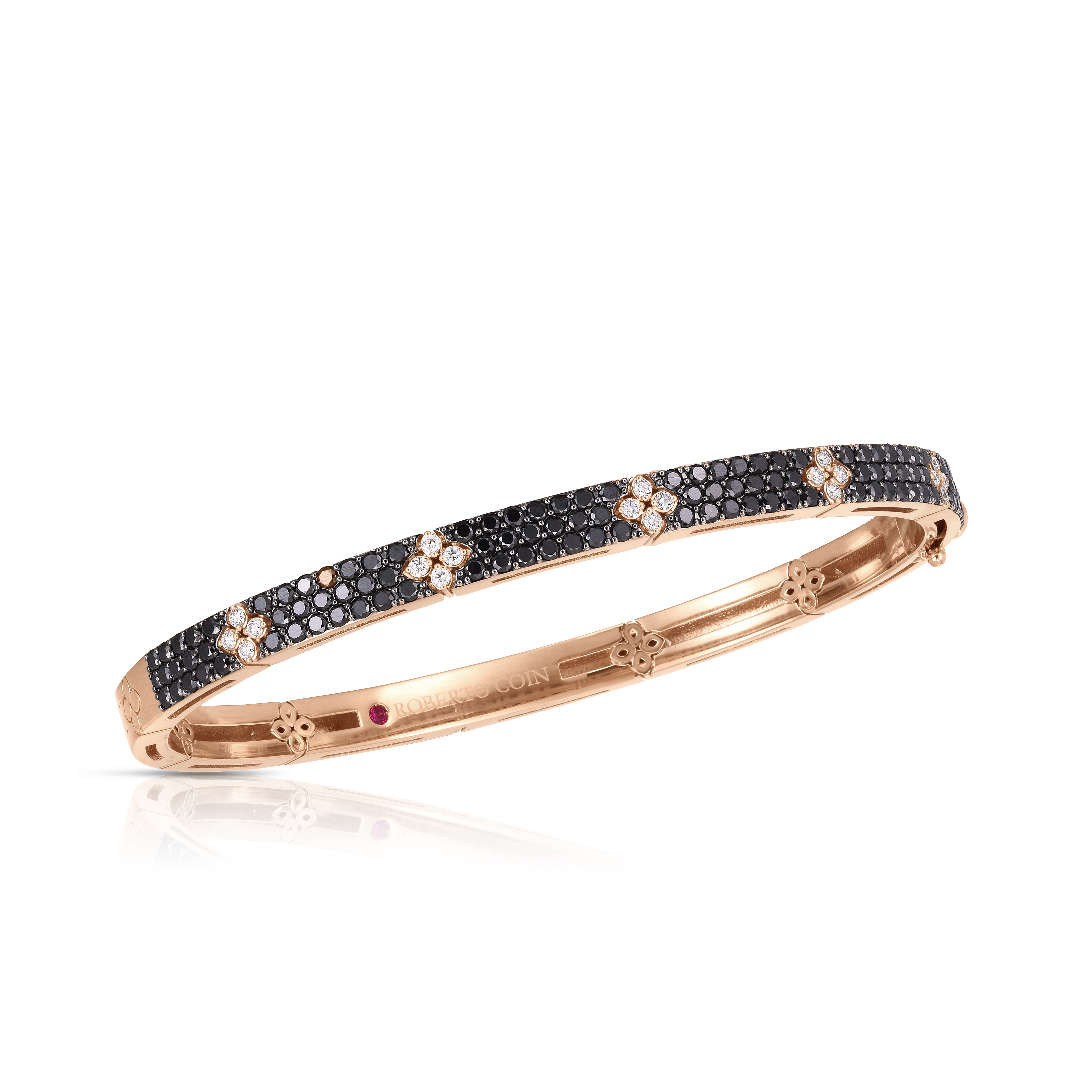18k Rose Gold Love In Verona Pave Black & White Diamond Bangle