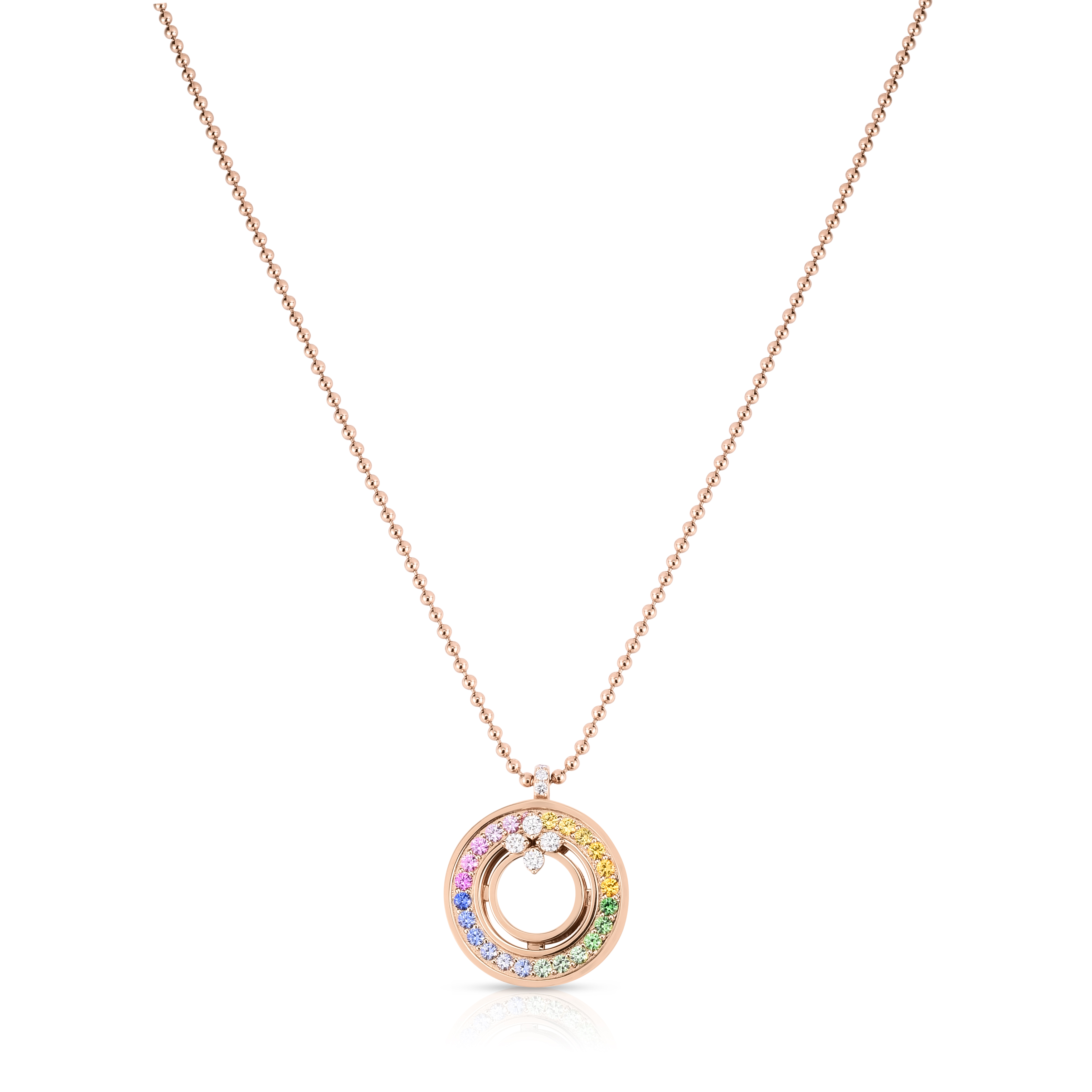 18k Rose Gold Love In Verona Rainbow Disc Necklace