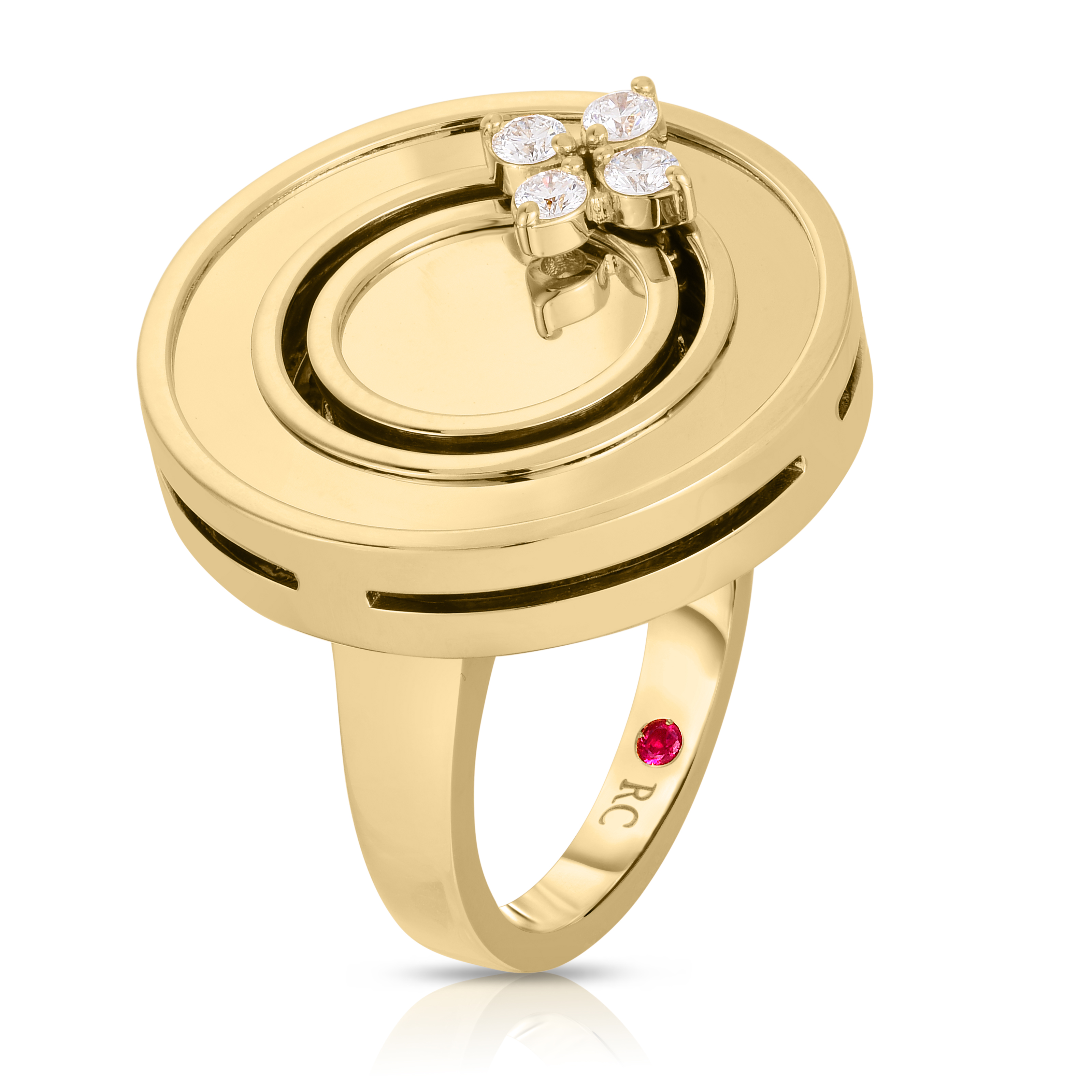 18k Yellow Gold Love In Verona Diamond Disc Ring