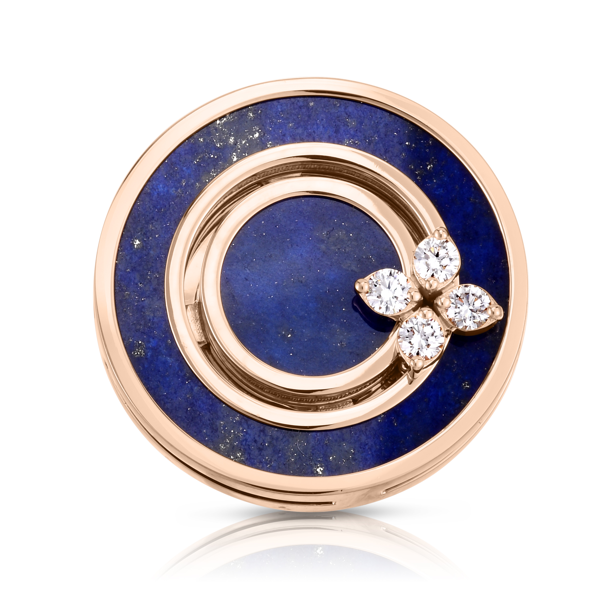 18k Rose Gold Love In Verona Diamond & Lapis Disc Ring