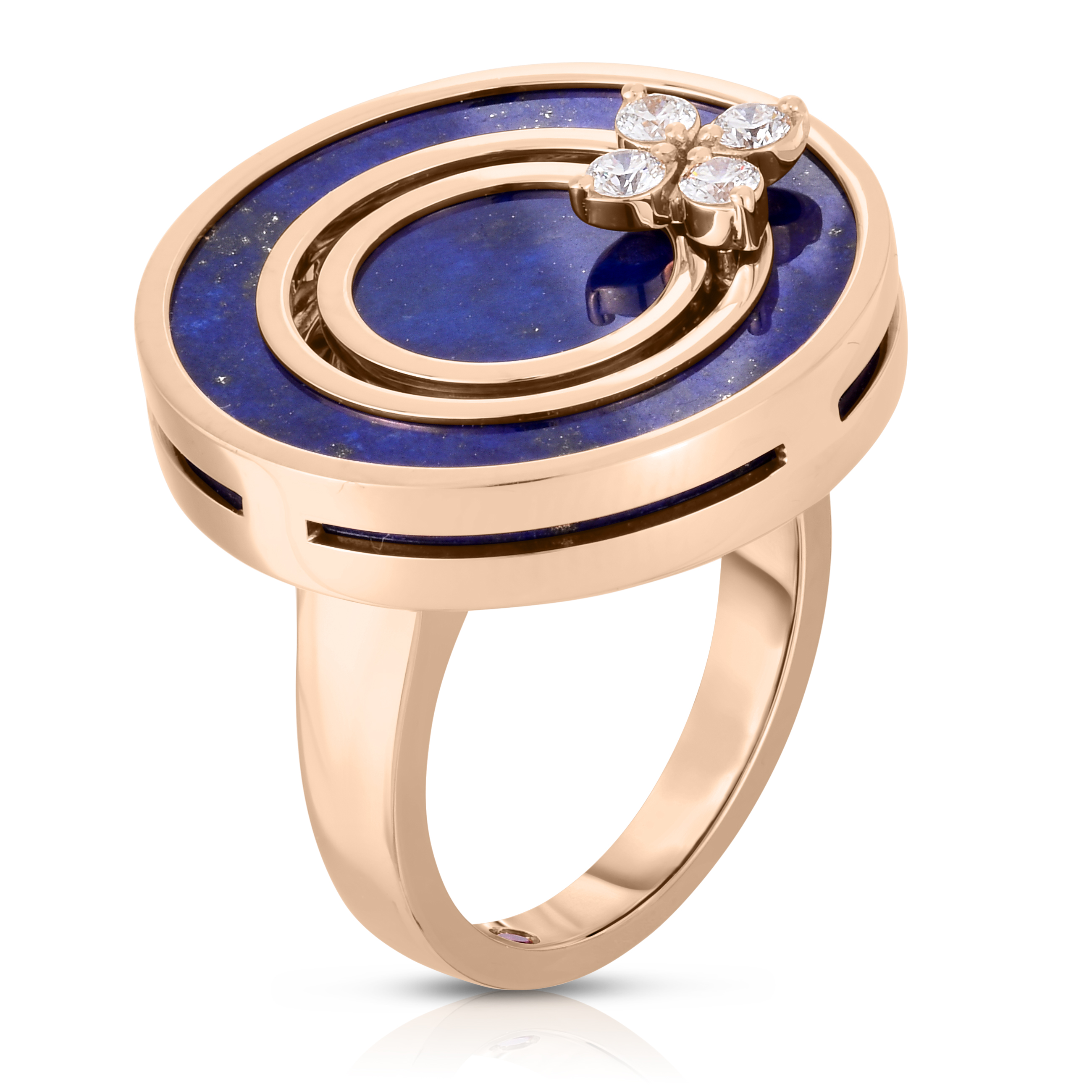 18k Rose Gold Love In Verona Diamond & Lapis Disc Ring
