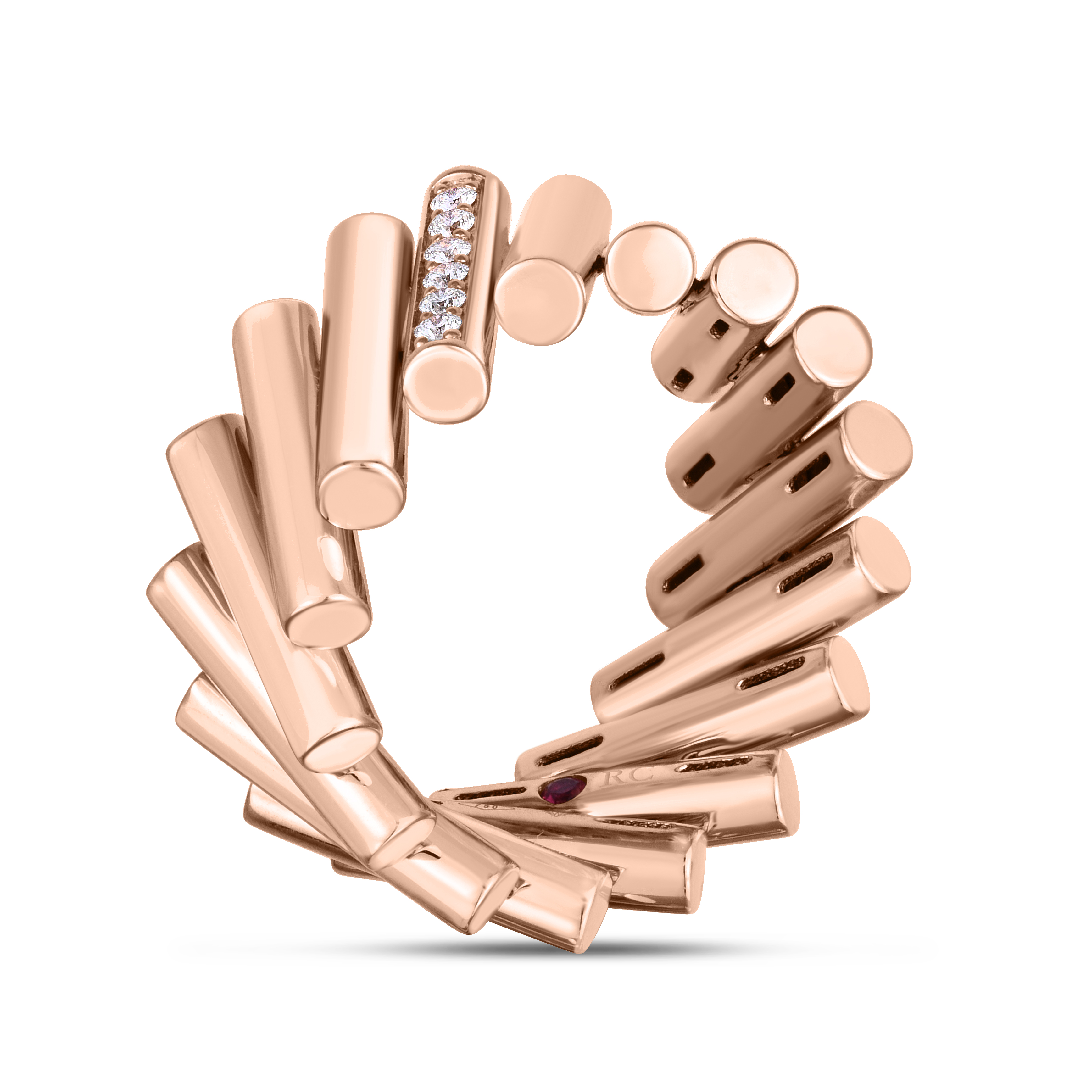 18k Rose Gold Domino Diamond Accent Ring