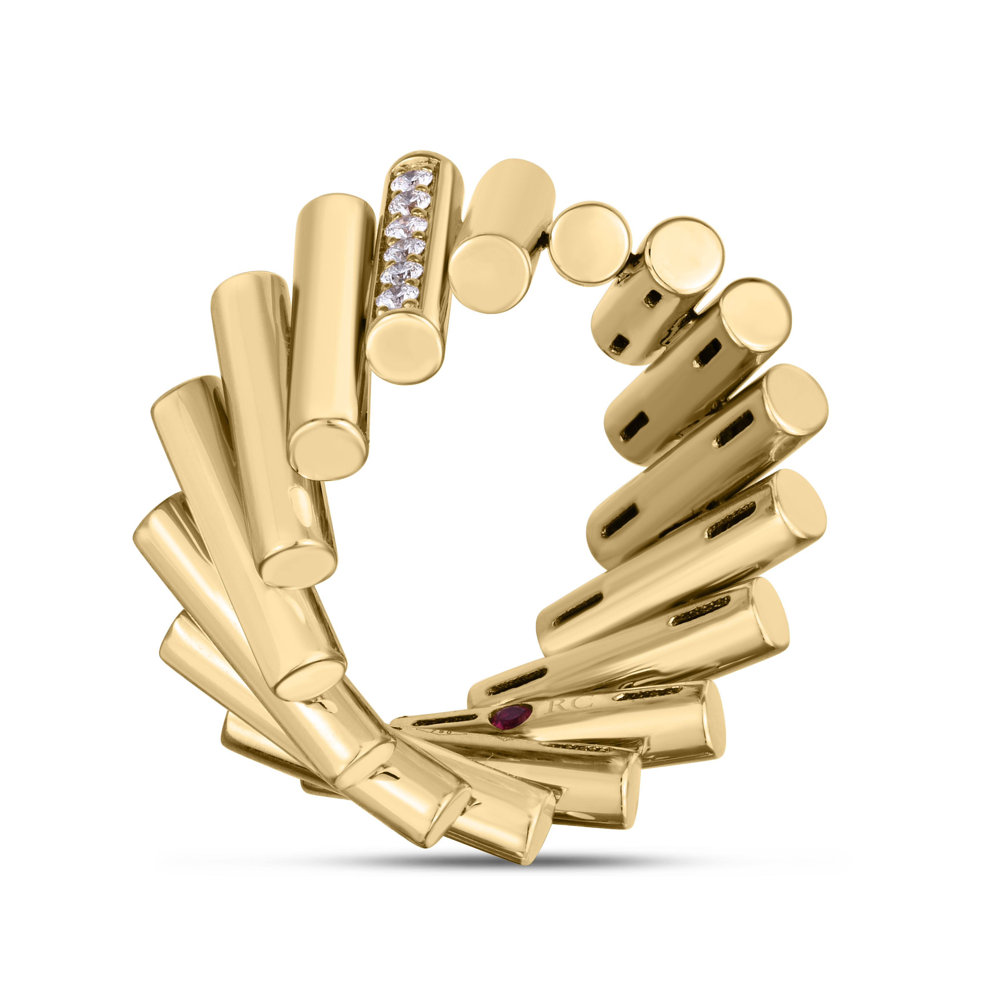18k Yellow Gold Domino Diamond Accent Ring