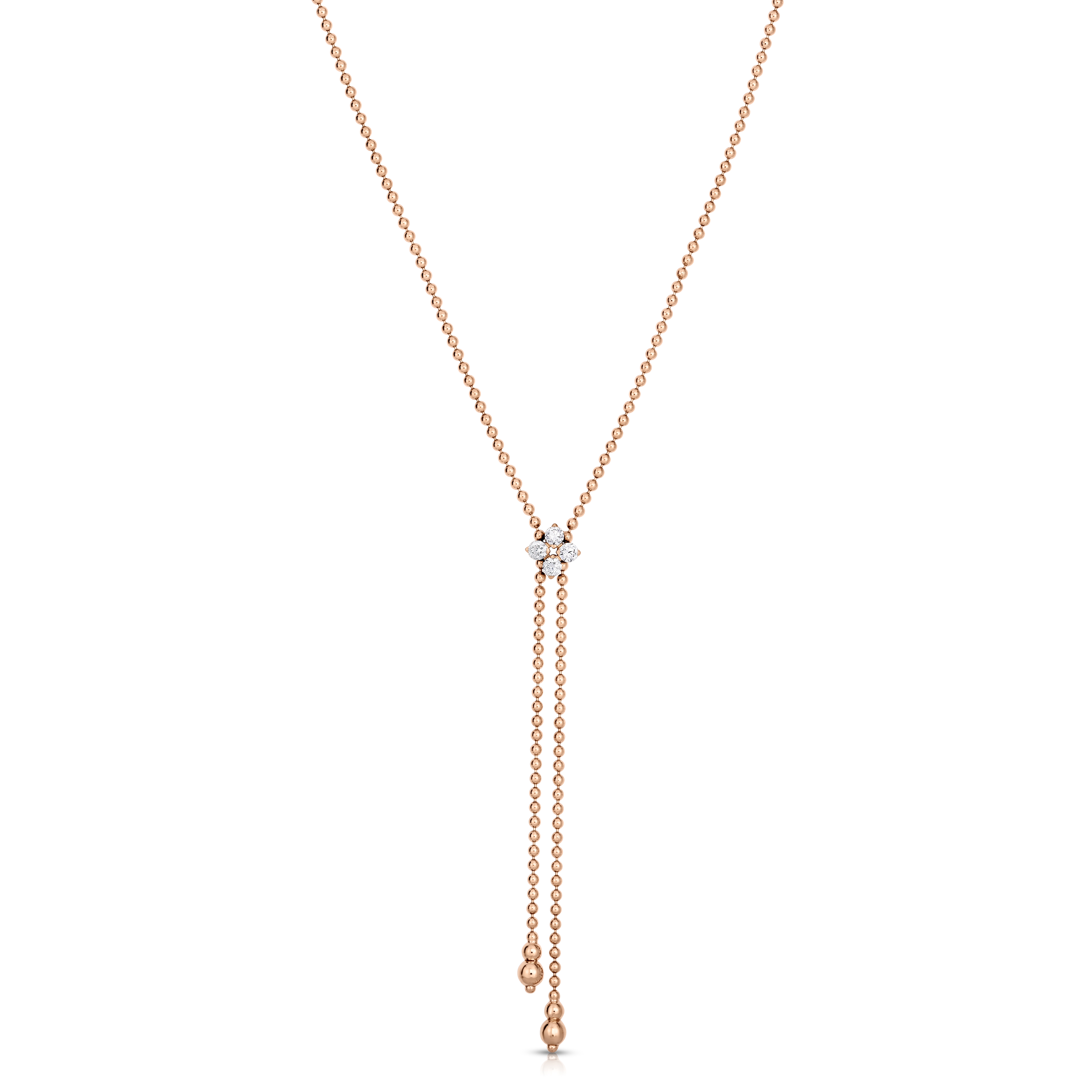 18k Rose Gold Love In Verona Diamond Flower Zipper Lariat Necklace