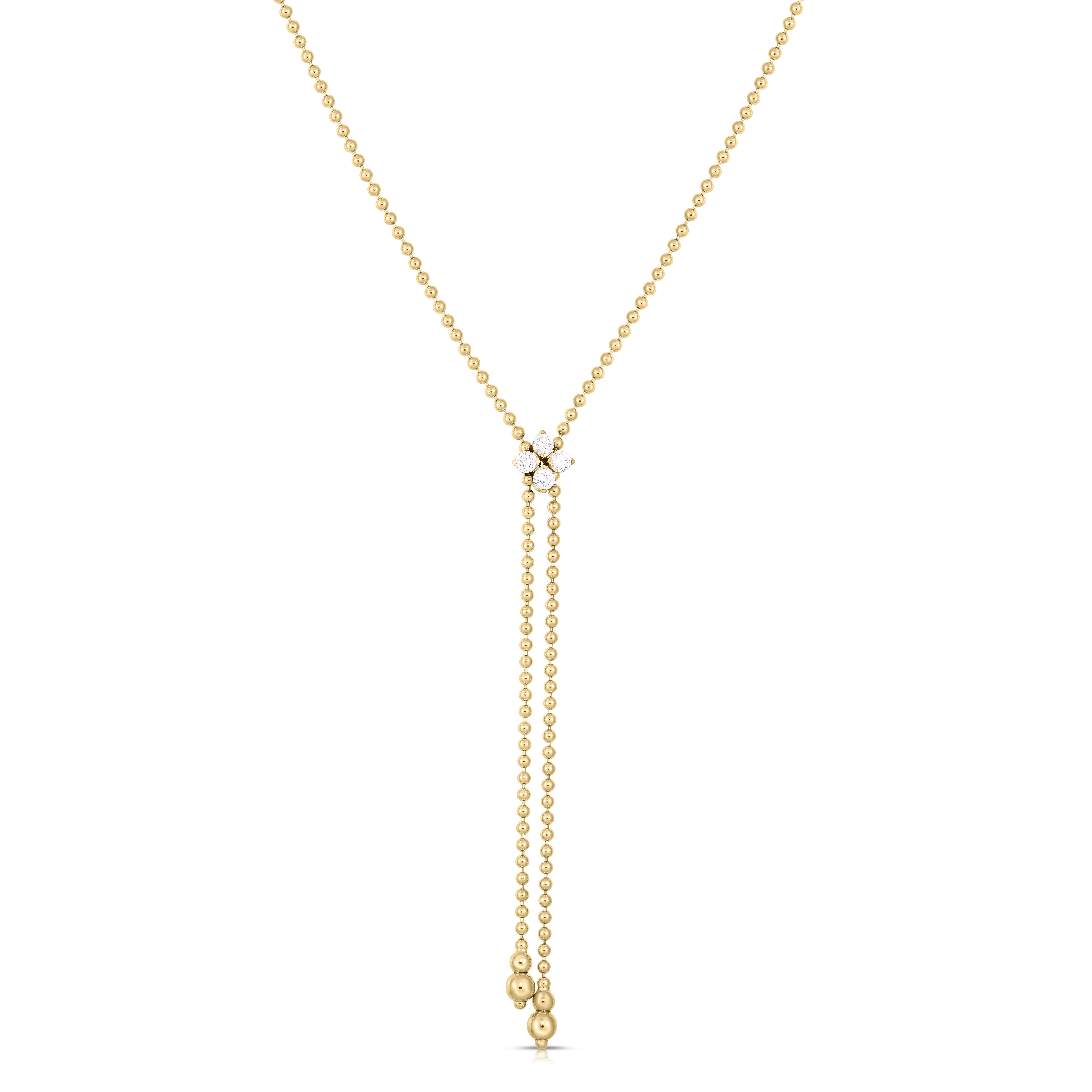 18k Yellow Gold Love In Verona Diamond Flower Zipper Lariat Necklace