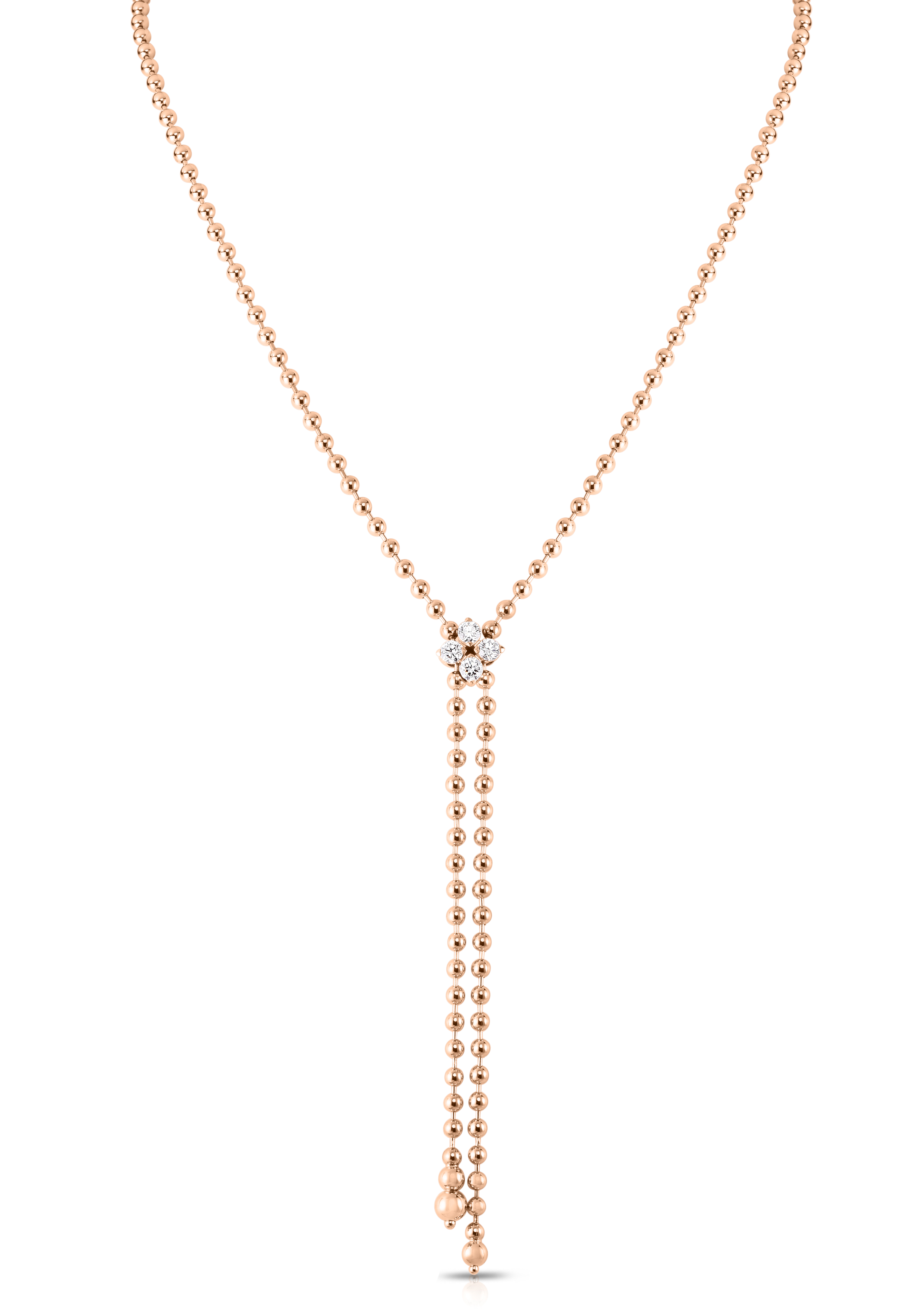18k Rose Gold Love In Verona Diamond Flower Zipper Lariat Necklace