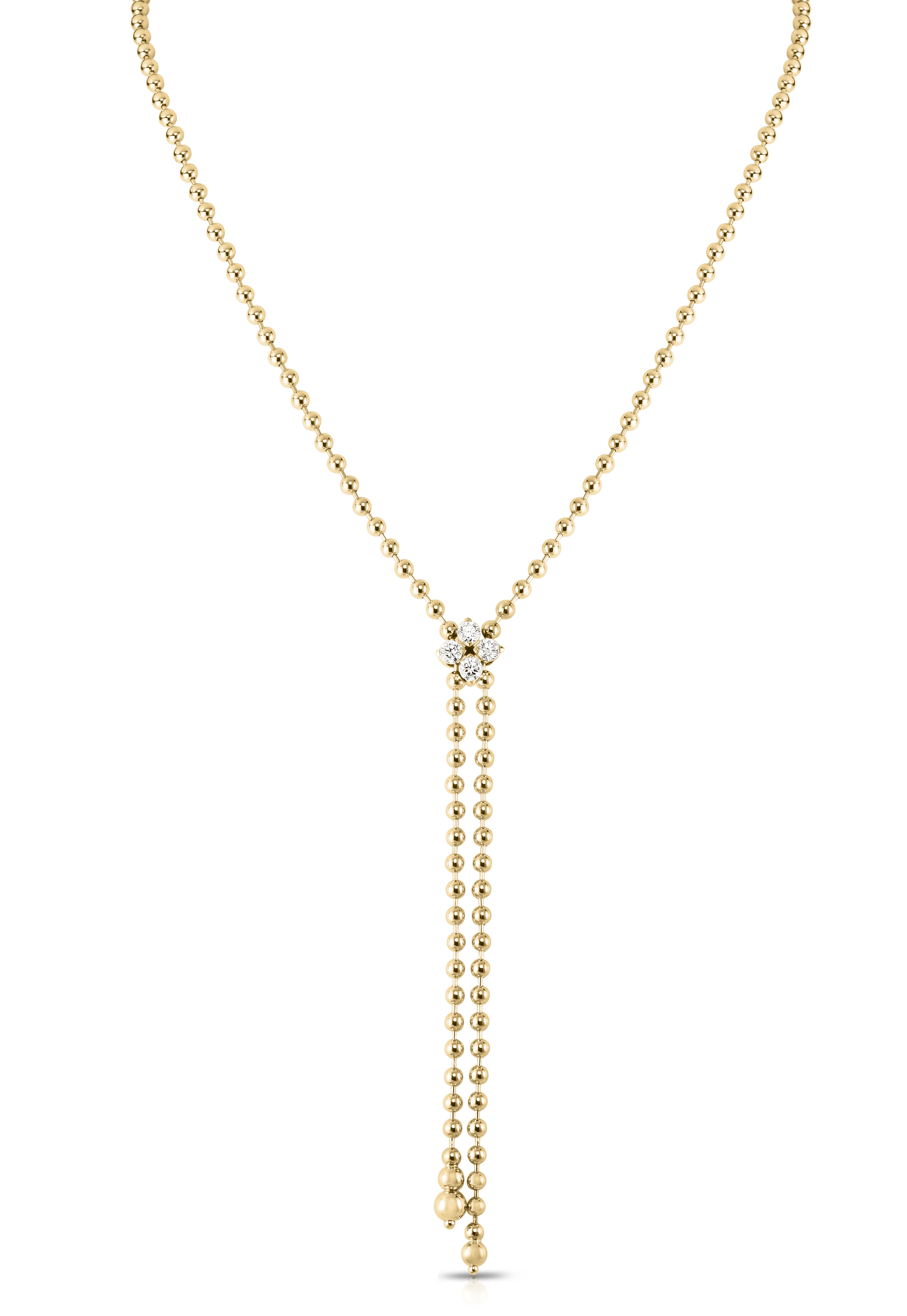 18k Yellow Gold Love In Verona Diamond Flower Zipper Lariat Necklace