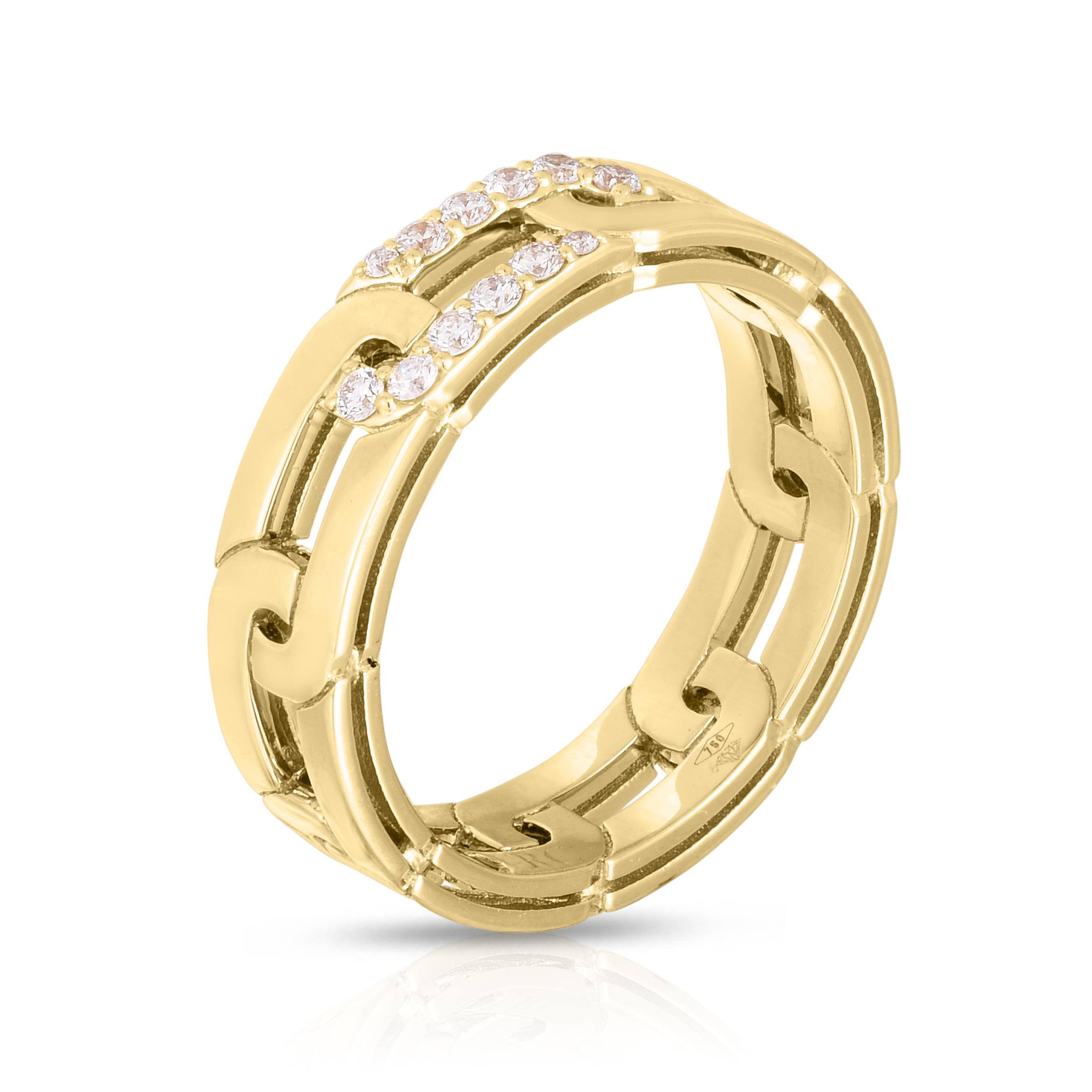 18k Yellow Gold Navarra Diamond Accent Slim Ring
