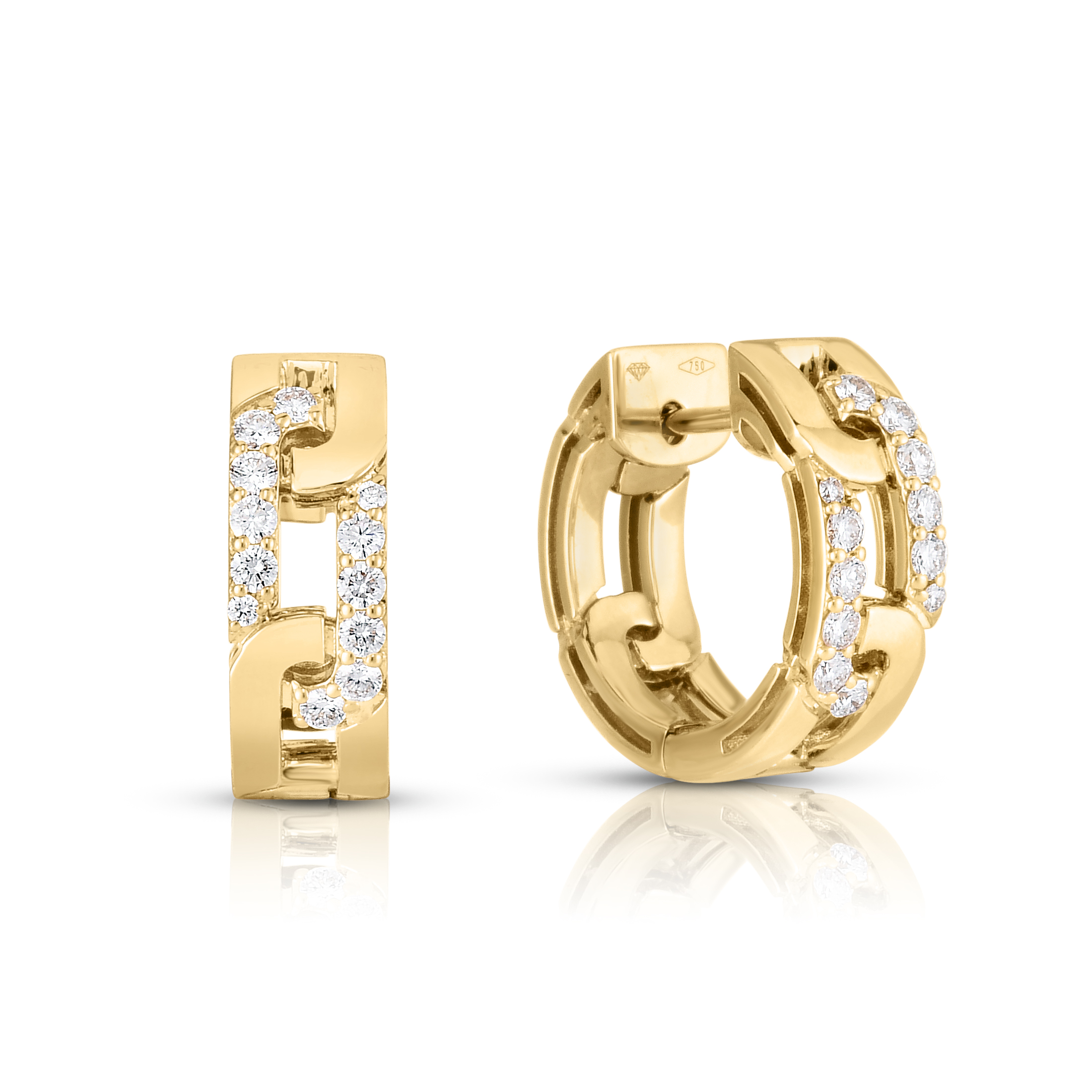 18k Yellow Gold Navarra Diamond Accent Hoop Earrings