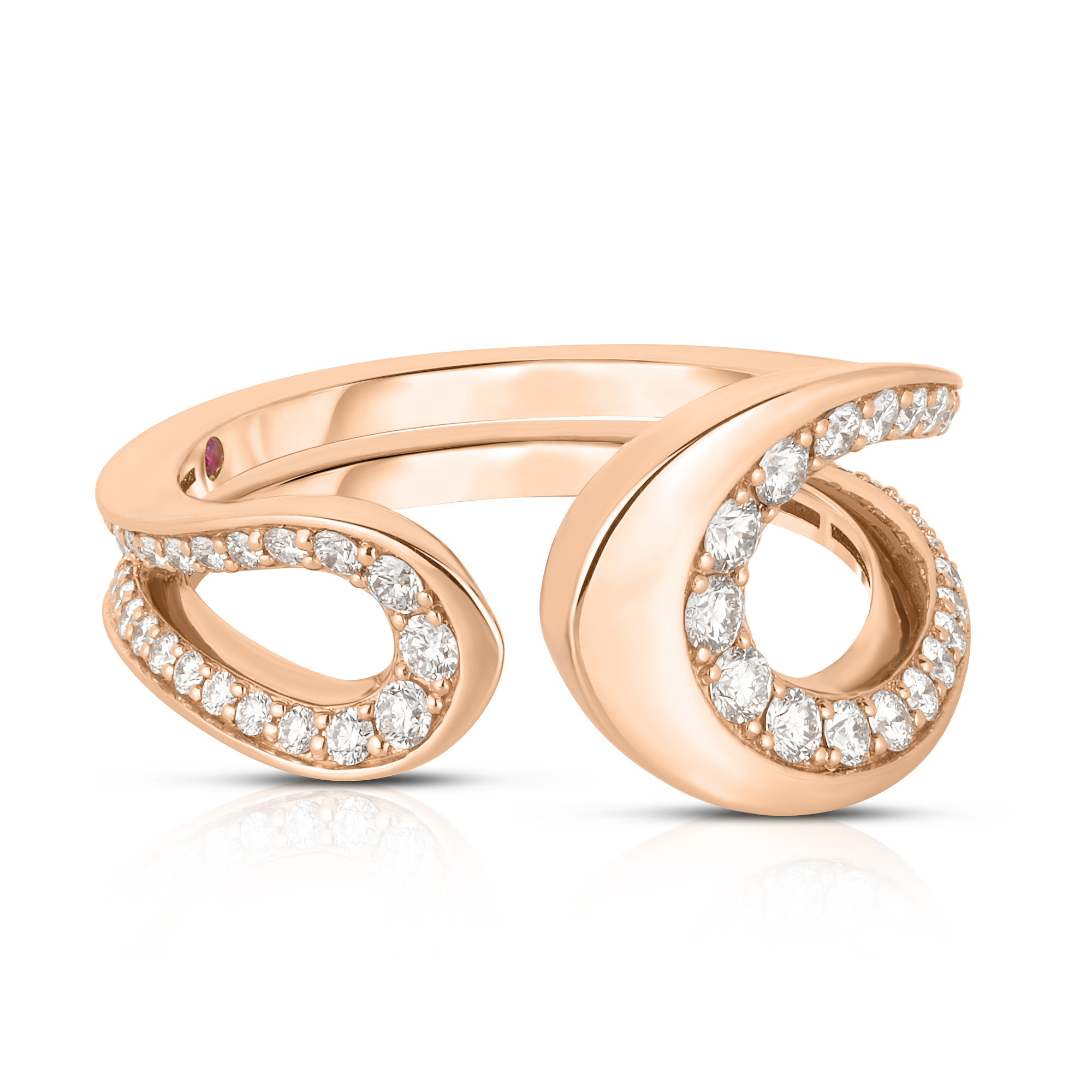 18k Rose Gold Cheval Pave Diamond Ring