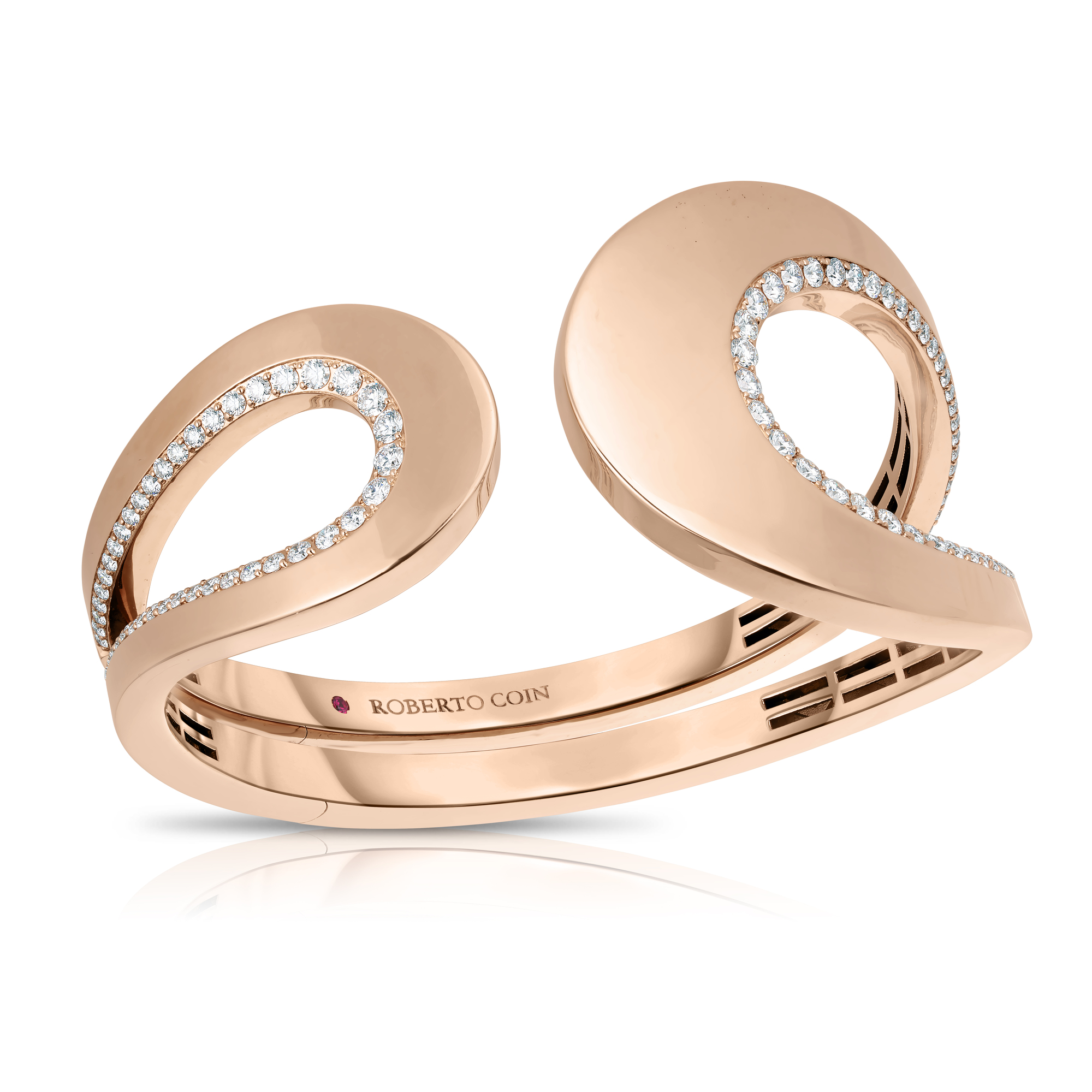 18k Rose Gold Cheval Diamond Wide Cuff Bangle
