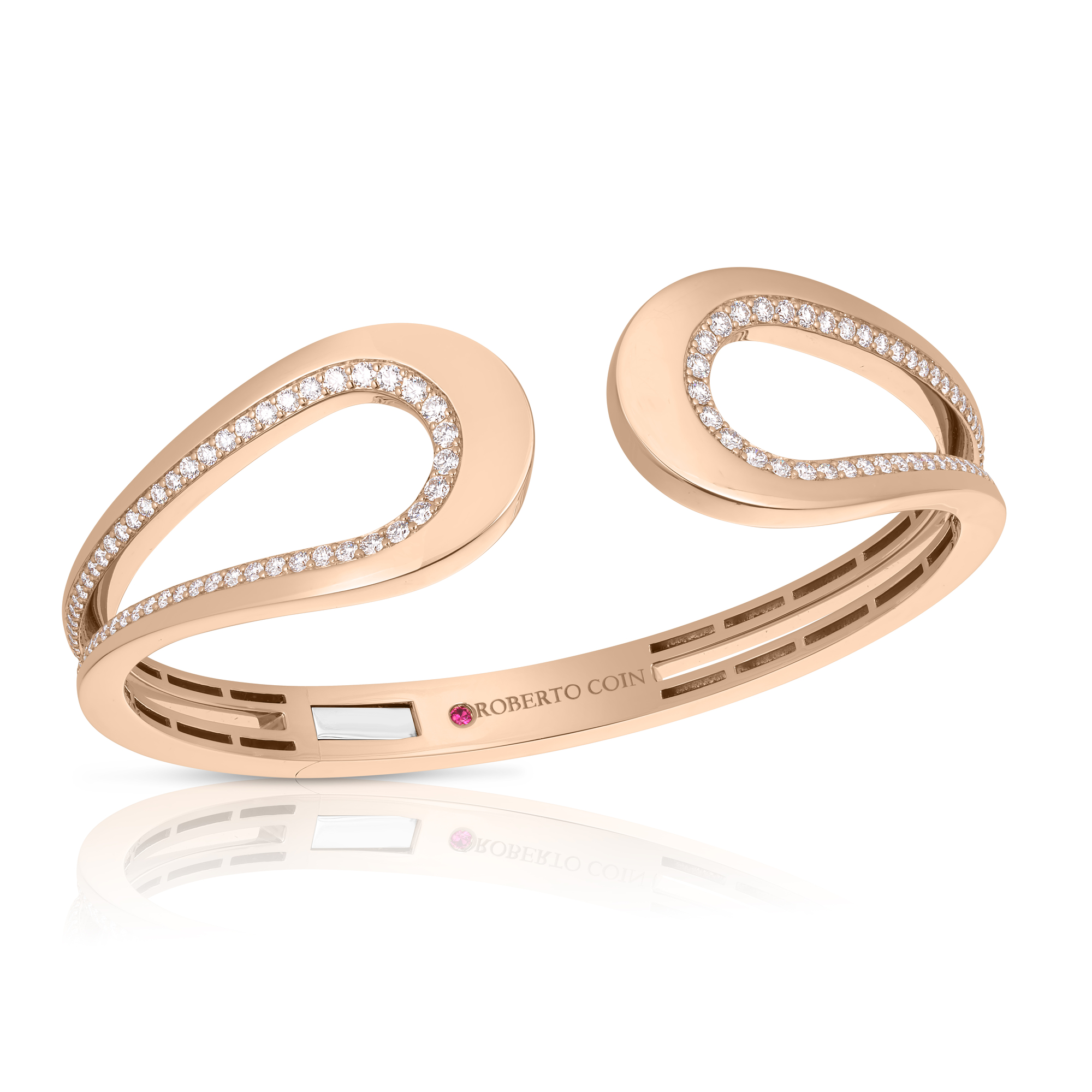 18k Rose Gold Cheval Diamond Cuff Bangle