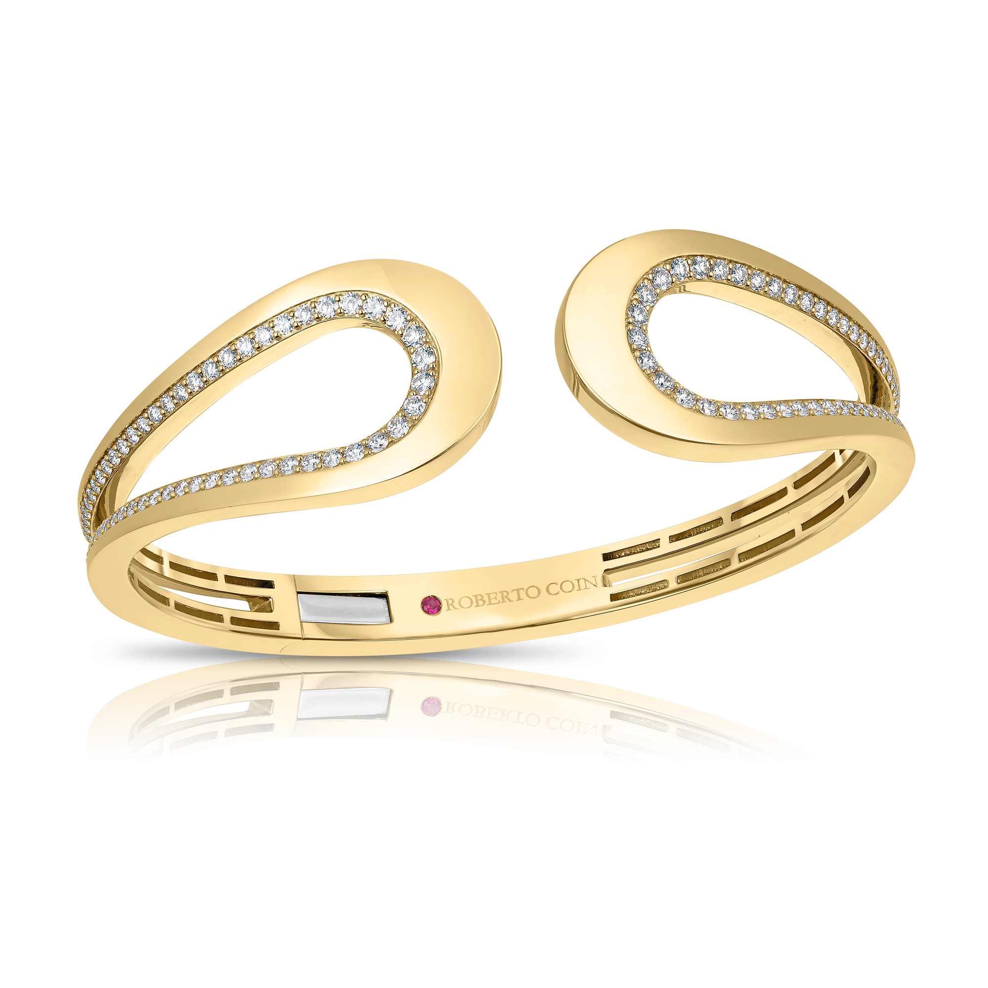 18k Rose Gold Cheval Diamond Cuff Bangle
