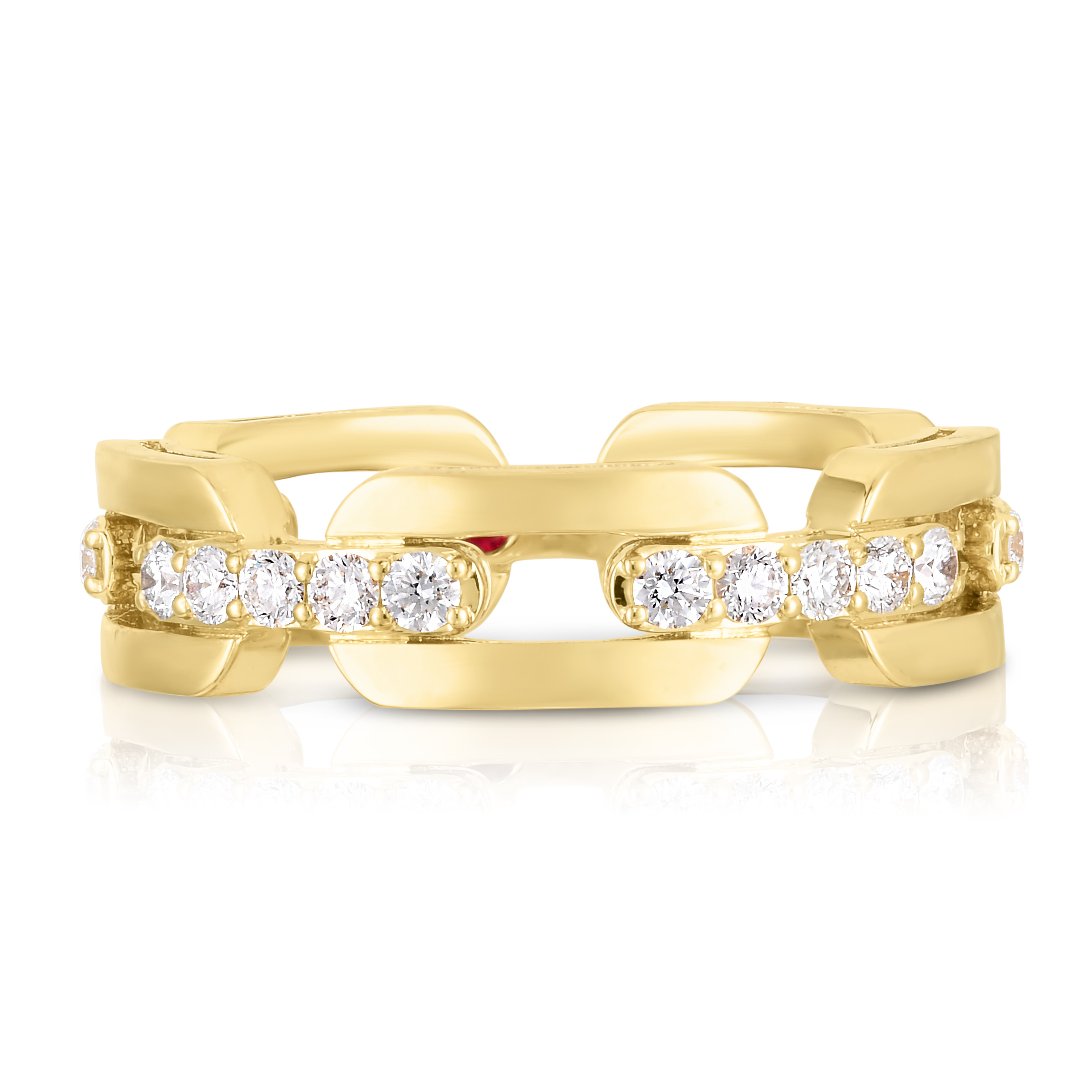 18k Yellow Gold Navarra Hard Chain Link Diamond Ring