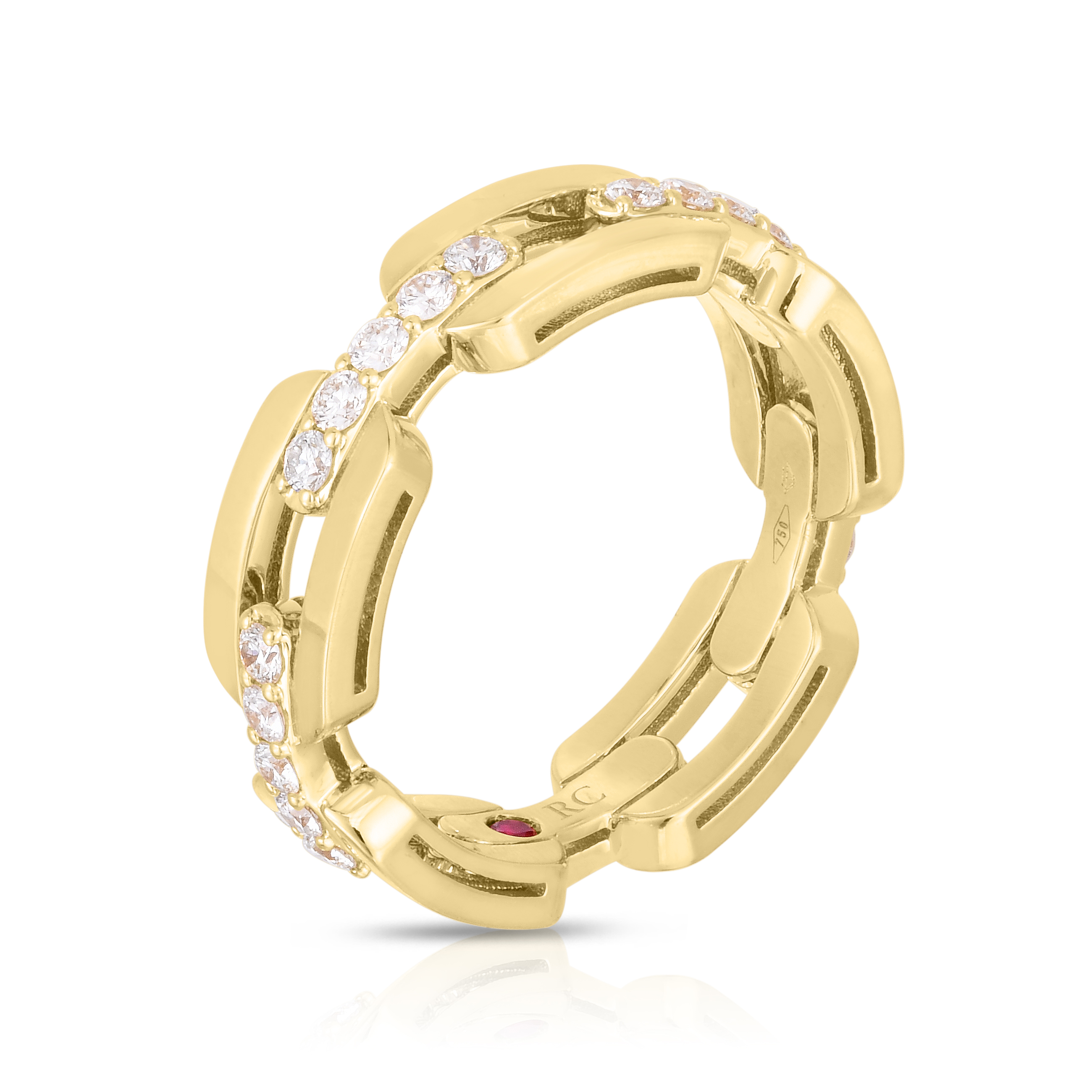 18k Yellow Gold Navarra Hard Chain Link Diamond Ring