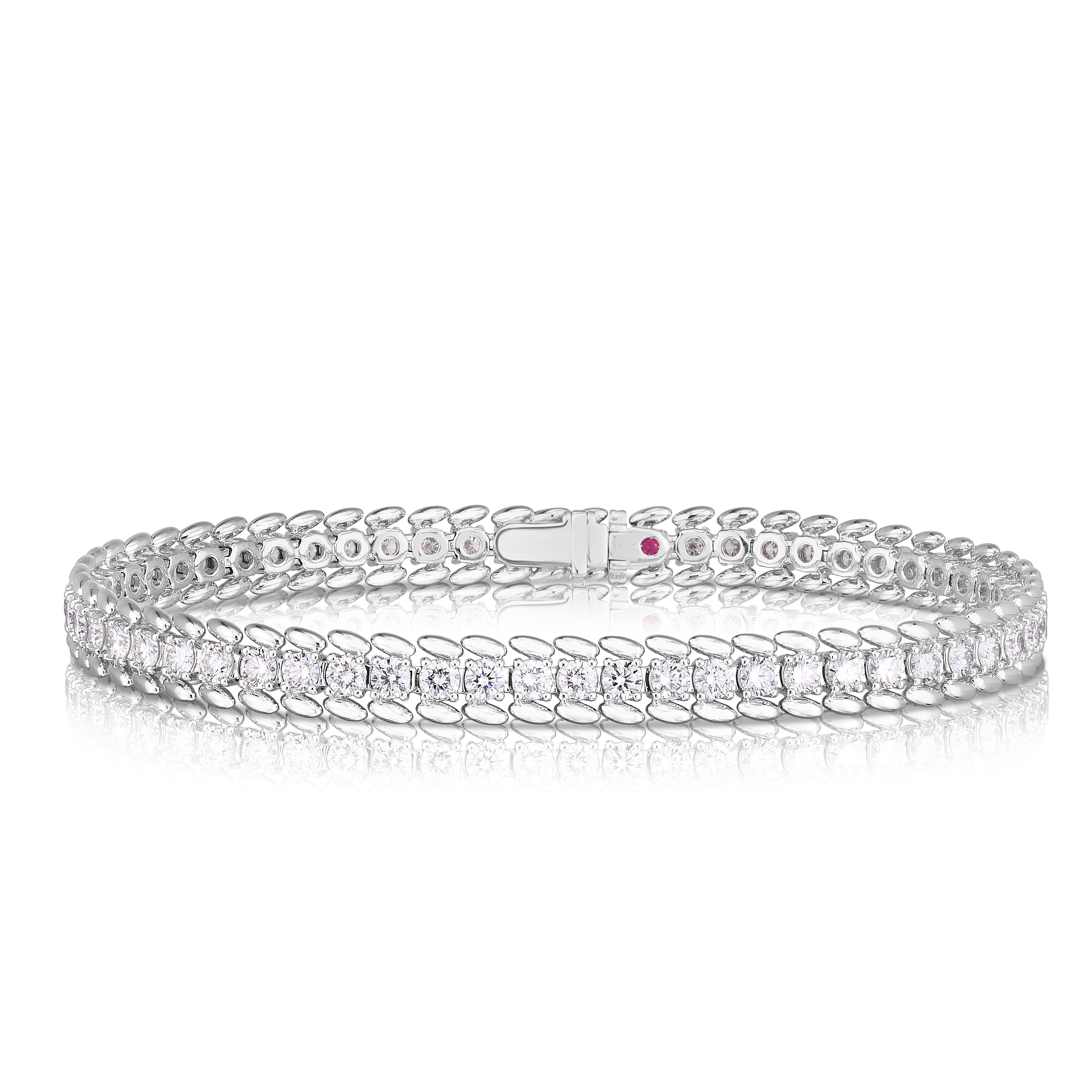 18k White Gold Classic Diamond Large Ribbed Tennis Bracelet