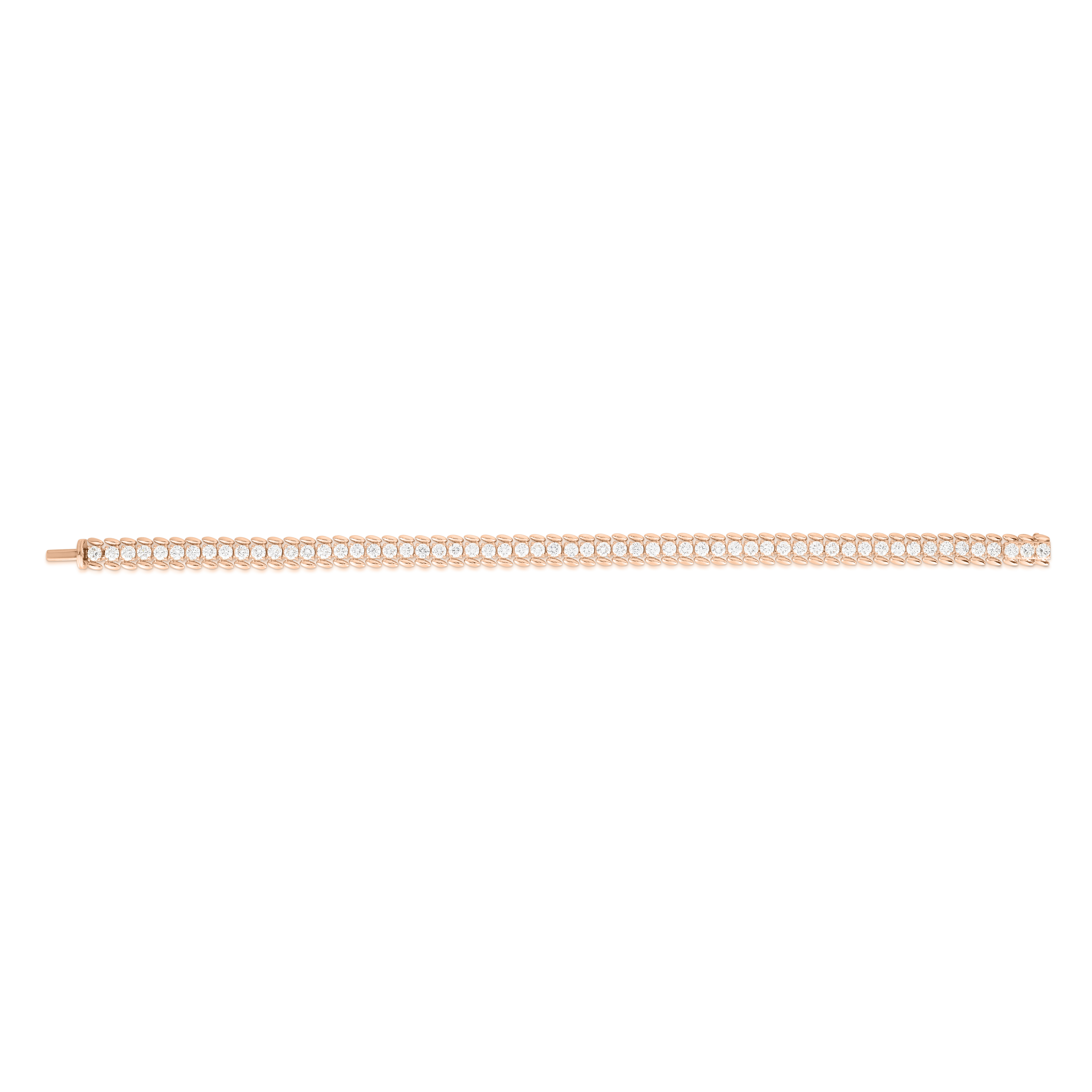 18k Rose Gold Classic Diamond Large Ribbed Tennis Bracelet