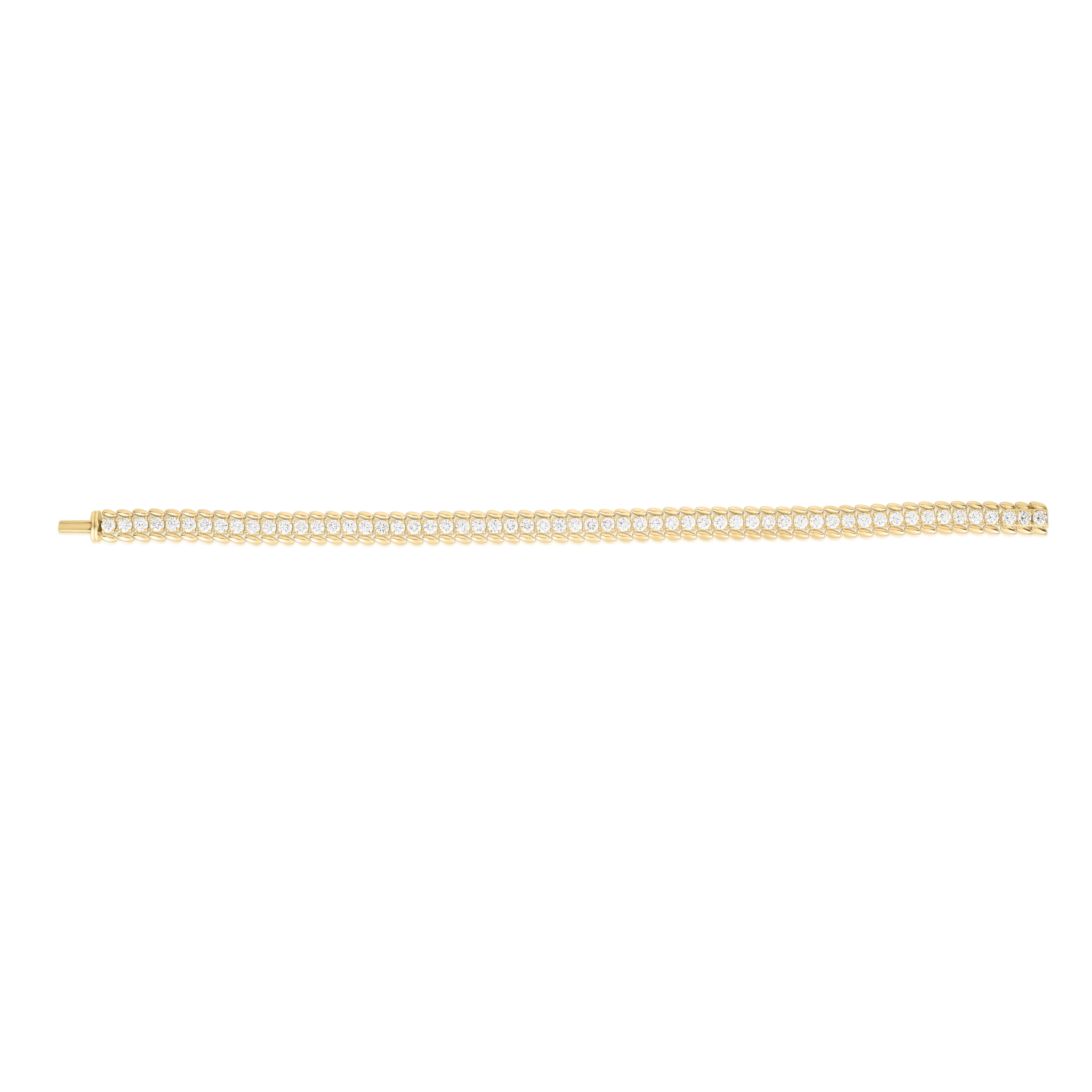 18k Yellow Gold Classic Diamond Large Ribbed Tennis Bracelet