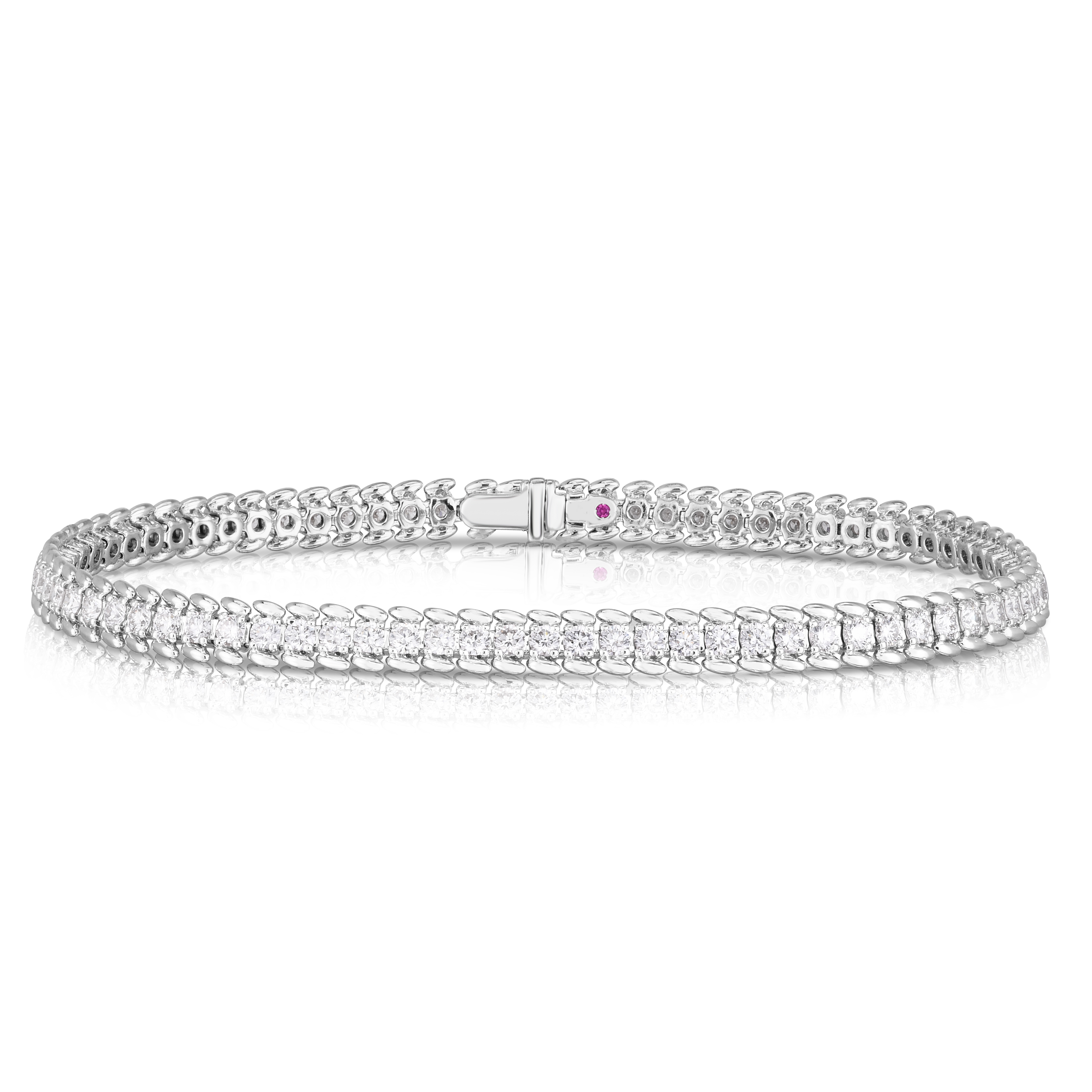18k White Gold Classic Diamond Ribbed Tennis Bracelet