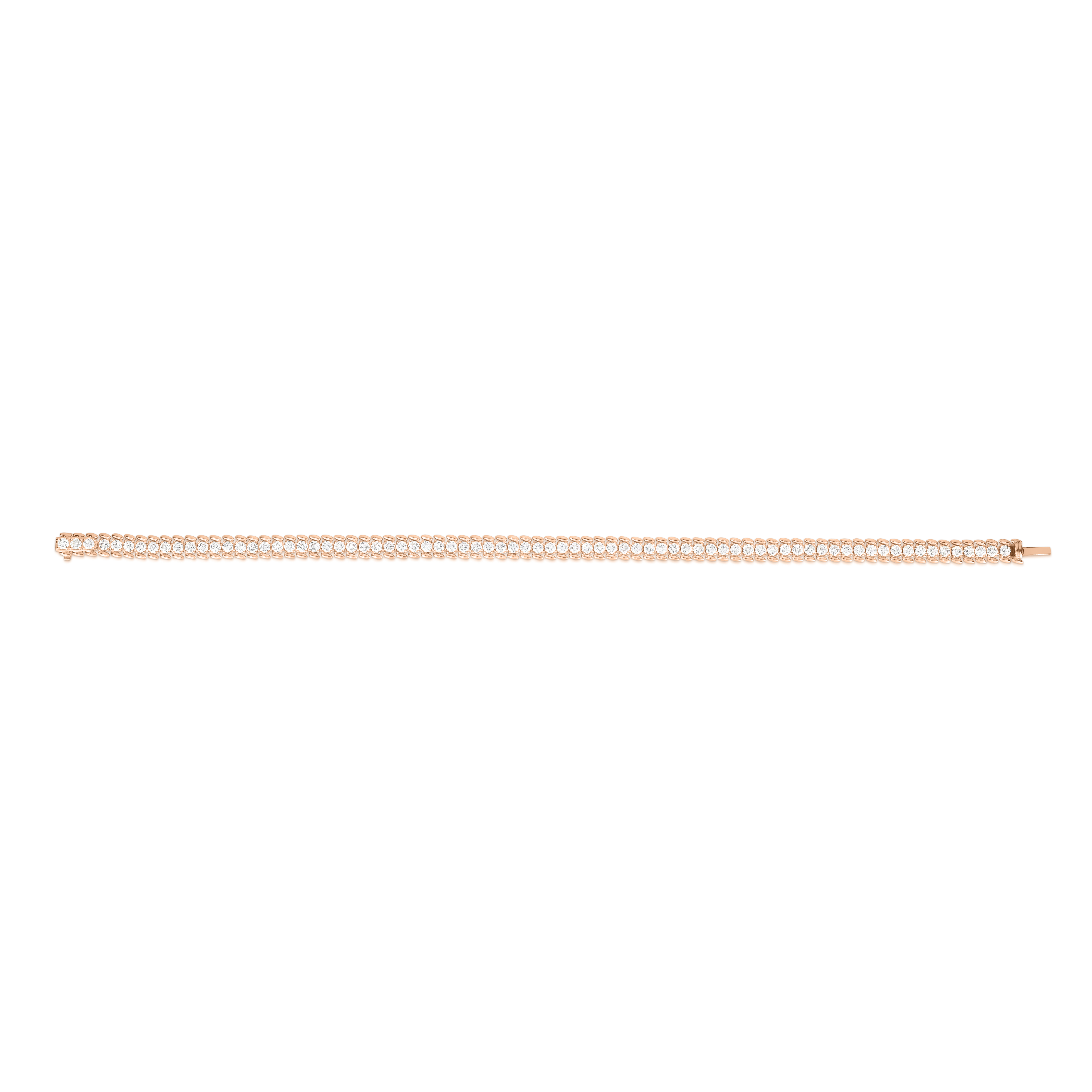 18k Rose Gold Classic Diamond Ribbed Tennis Bracelet