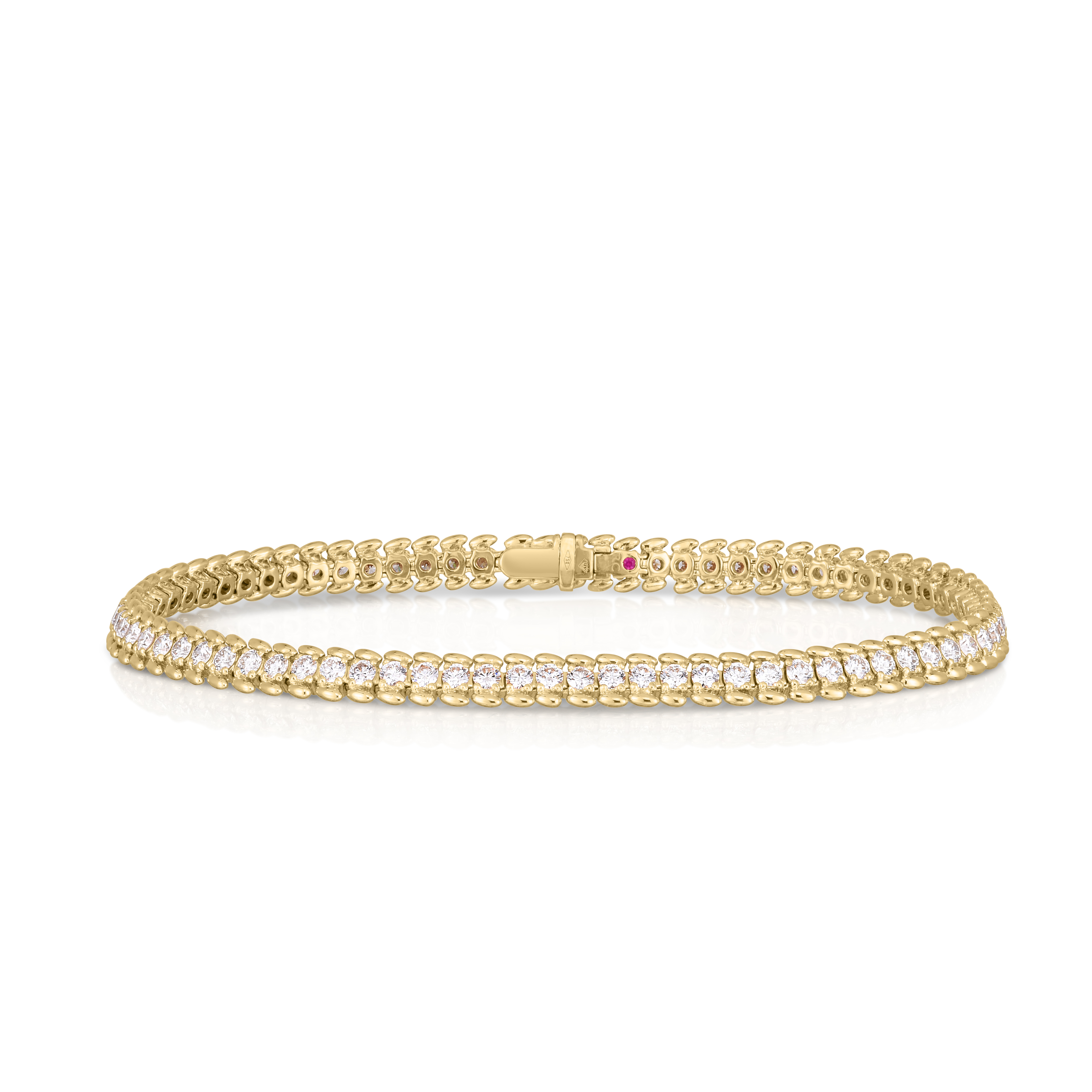 18k Yellow Gold Classic Diamond Ribbed Tennis Bracelet