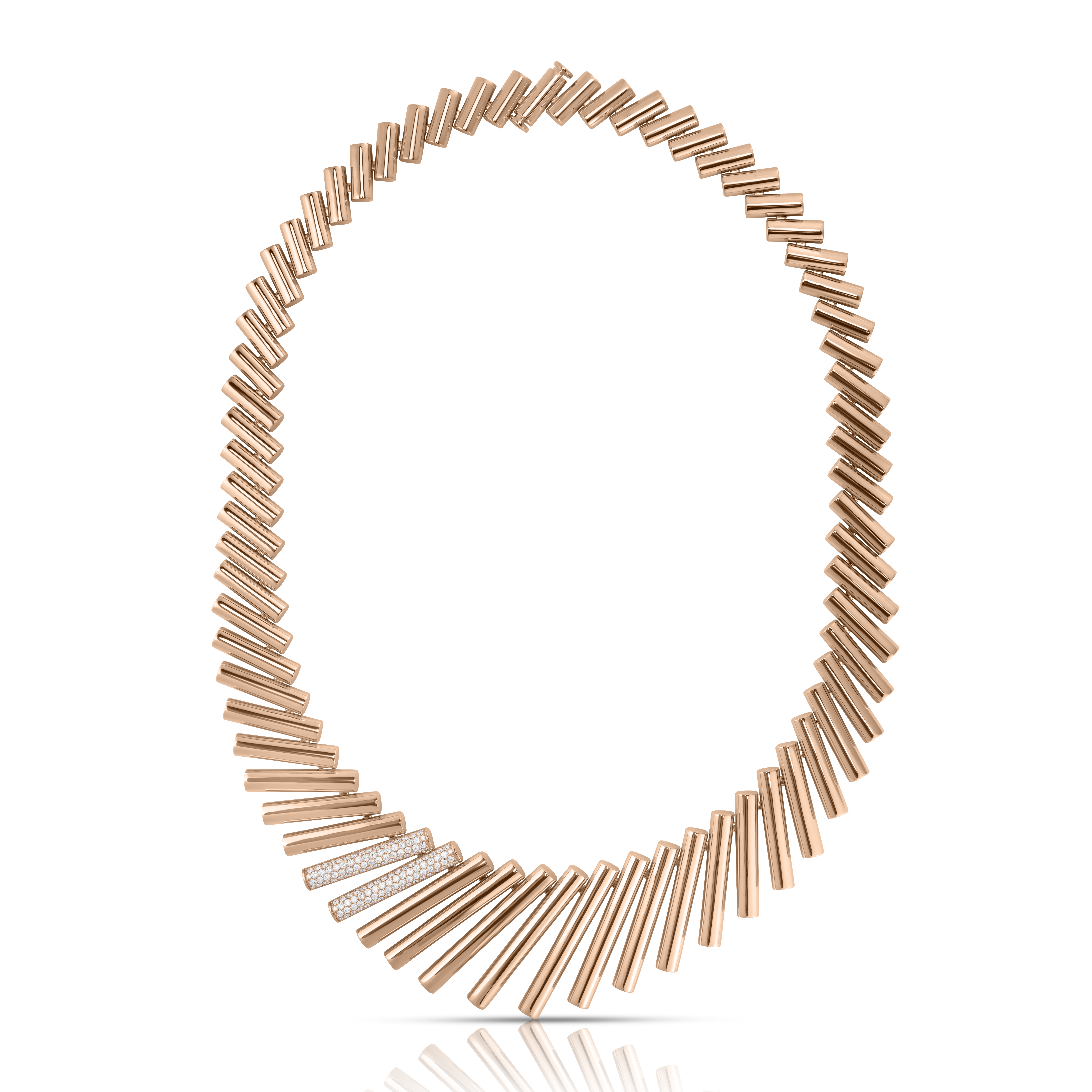 18k Rose/white Gold Domino Diamond Accent Necklace