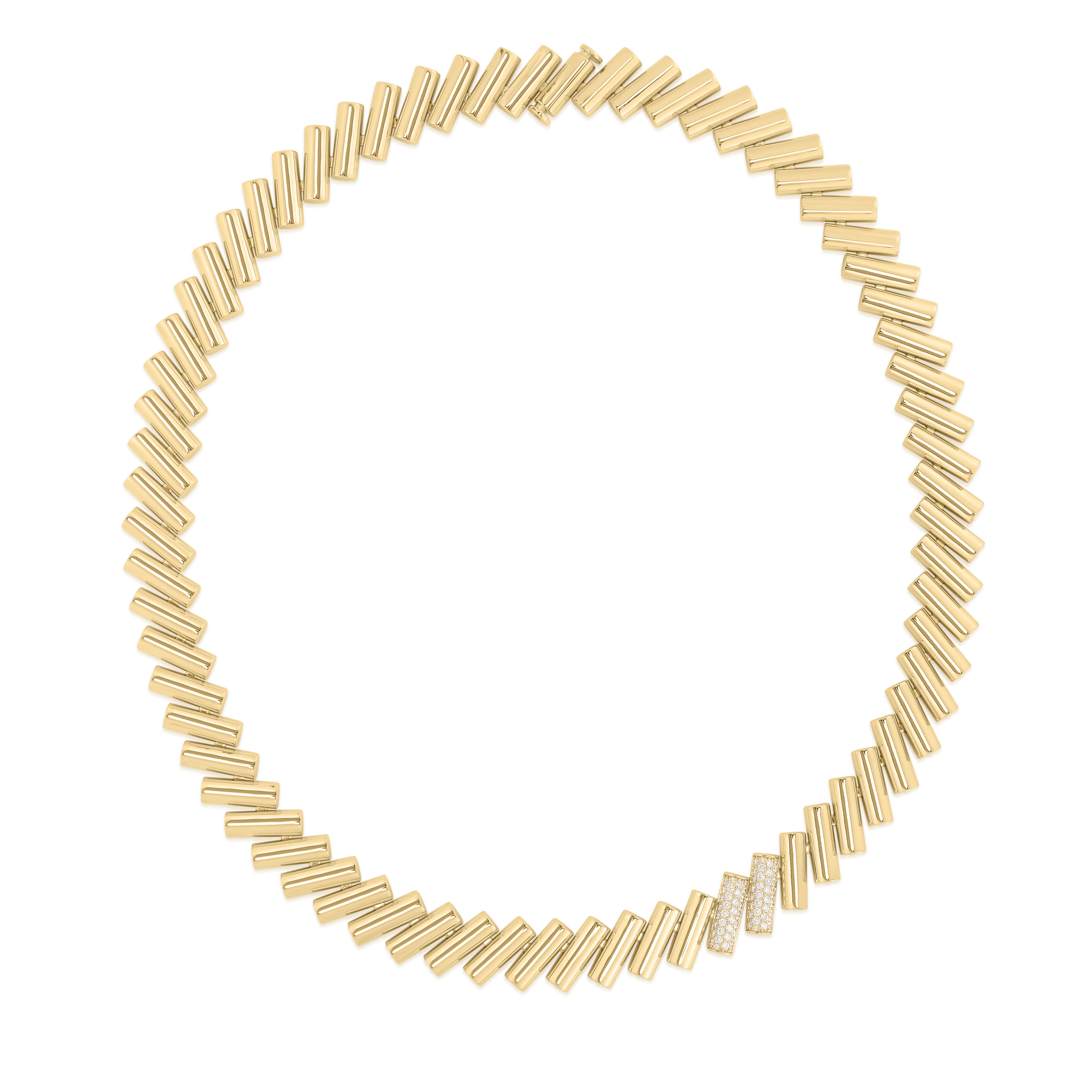 18k Yellow/white Gold Domino Double Diamond Accent Chain